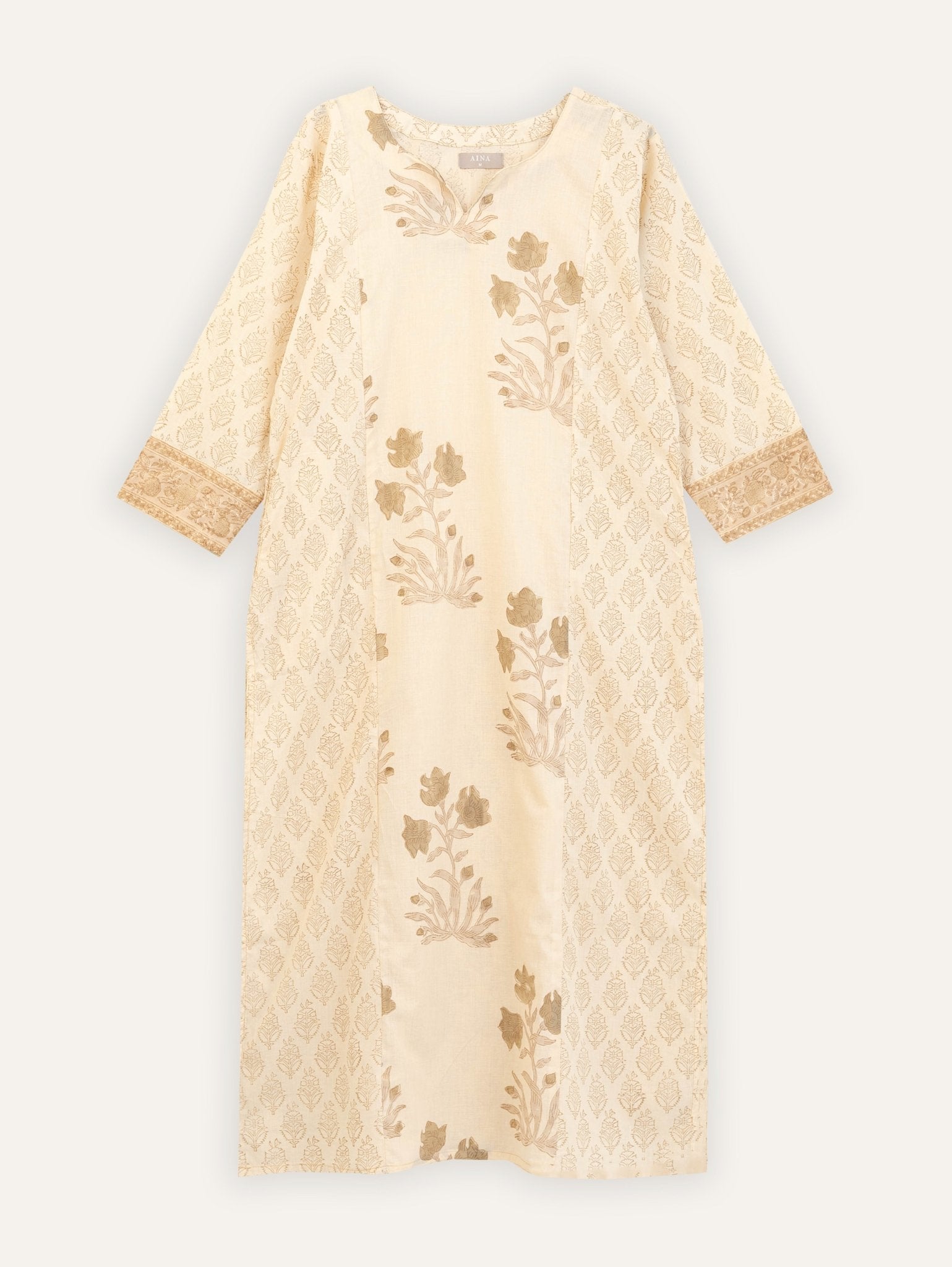 Anvi Cotton Block Printed Straight Kurta - AINA