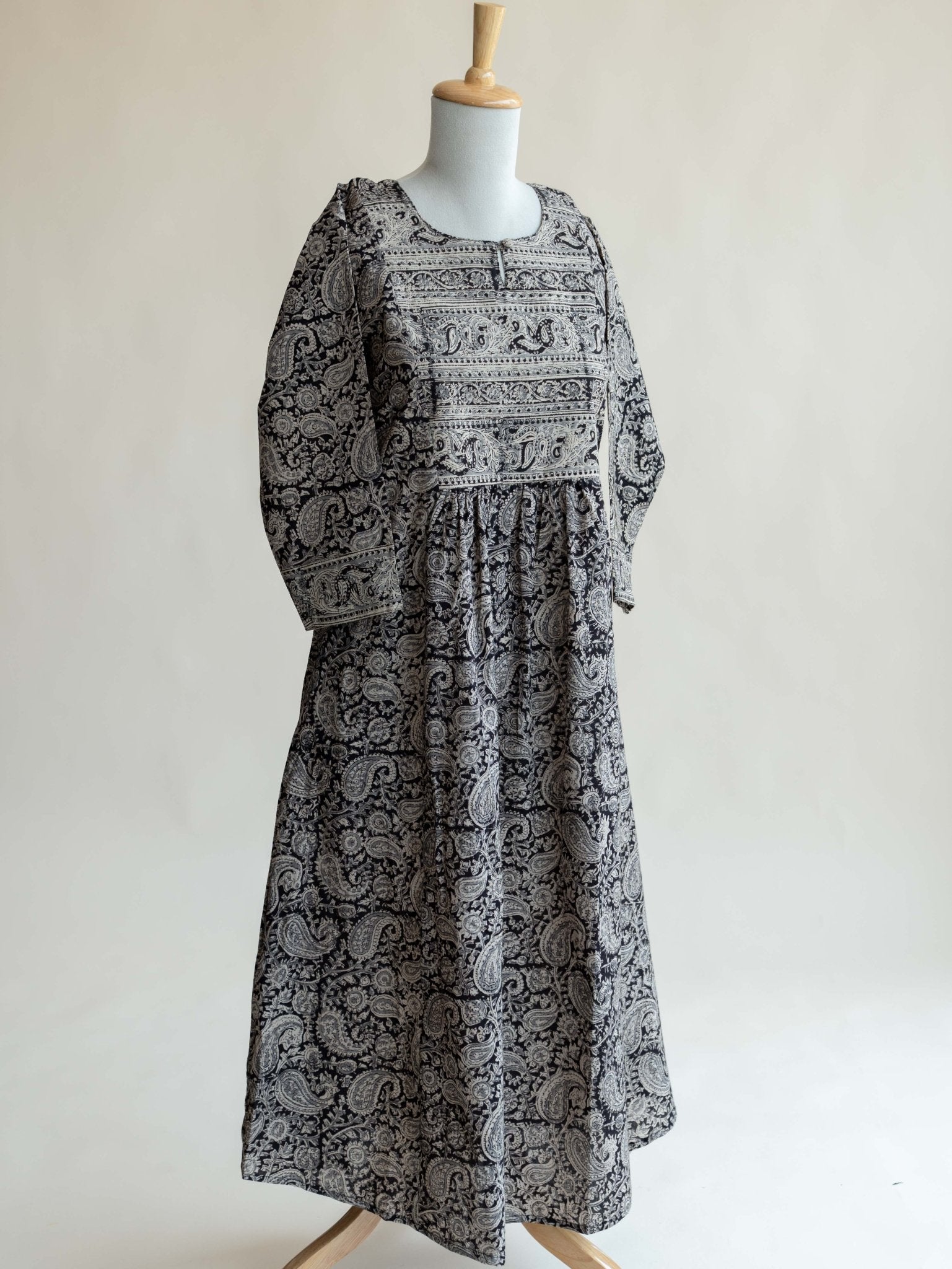 Anvika Cotton Kalamkari Block Printed A - Line Kurta - AINA