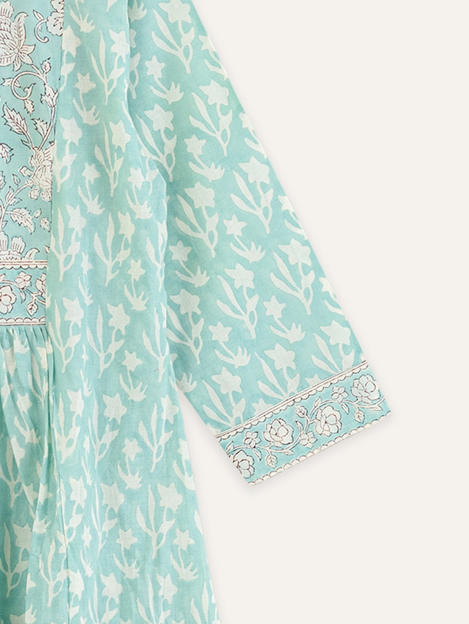 Apoorva Cotton Block Printed A - Line Kurta - AINA