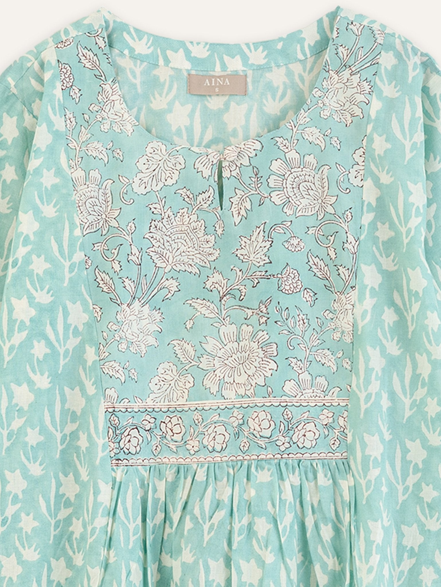 Apoorva Cotton Block Printed A - Line Kurta - AINA