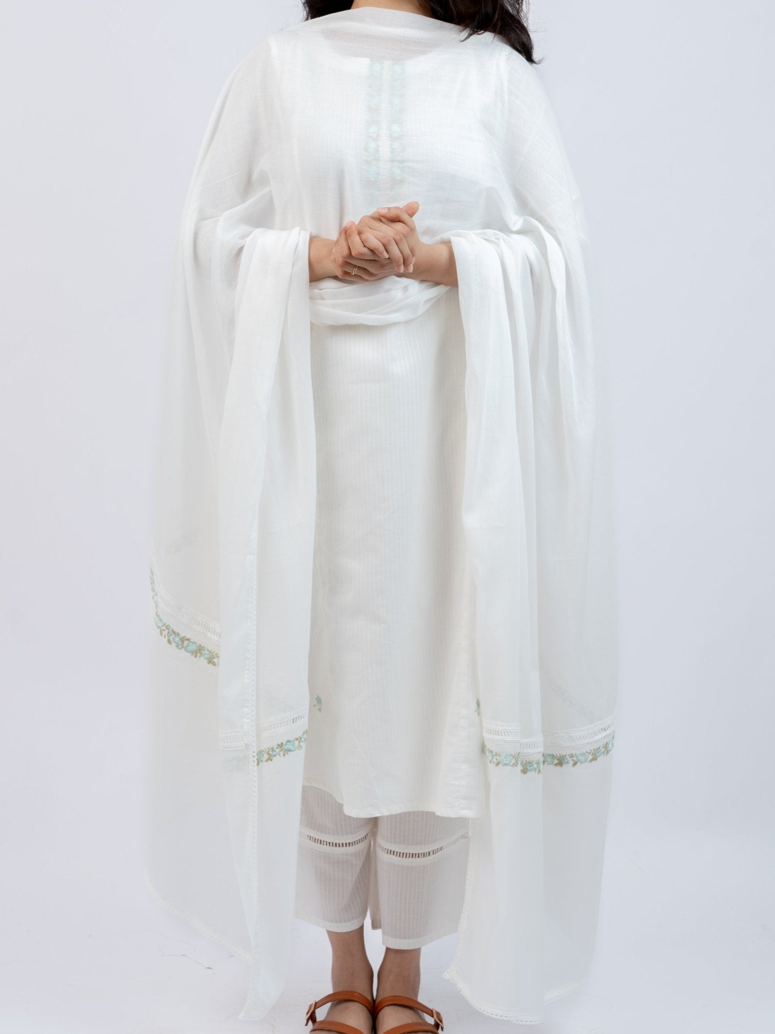 Apoorva Cotton Embroidered A - Line Suit Set - AINA