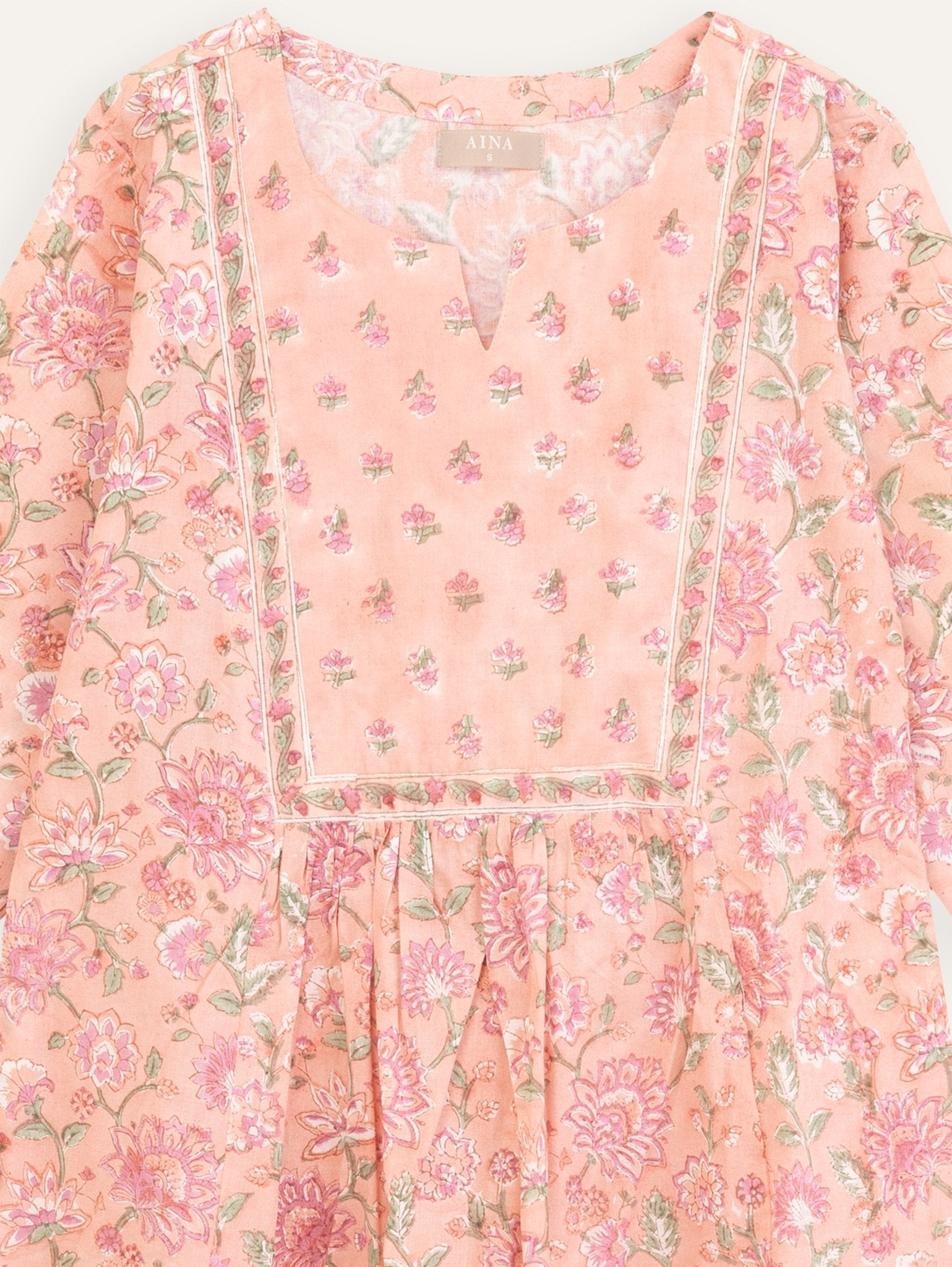 Aradhya Cotton Block Printed A - Line Kurta - AINA