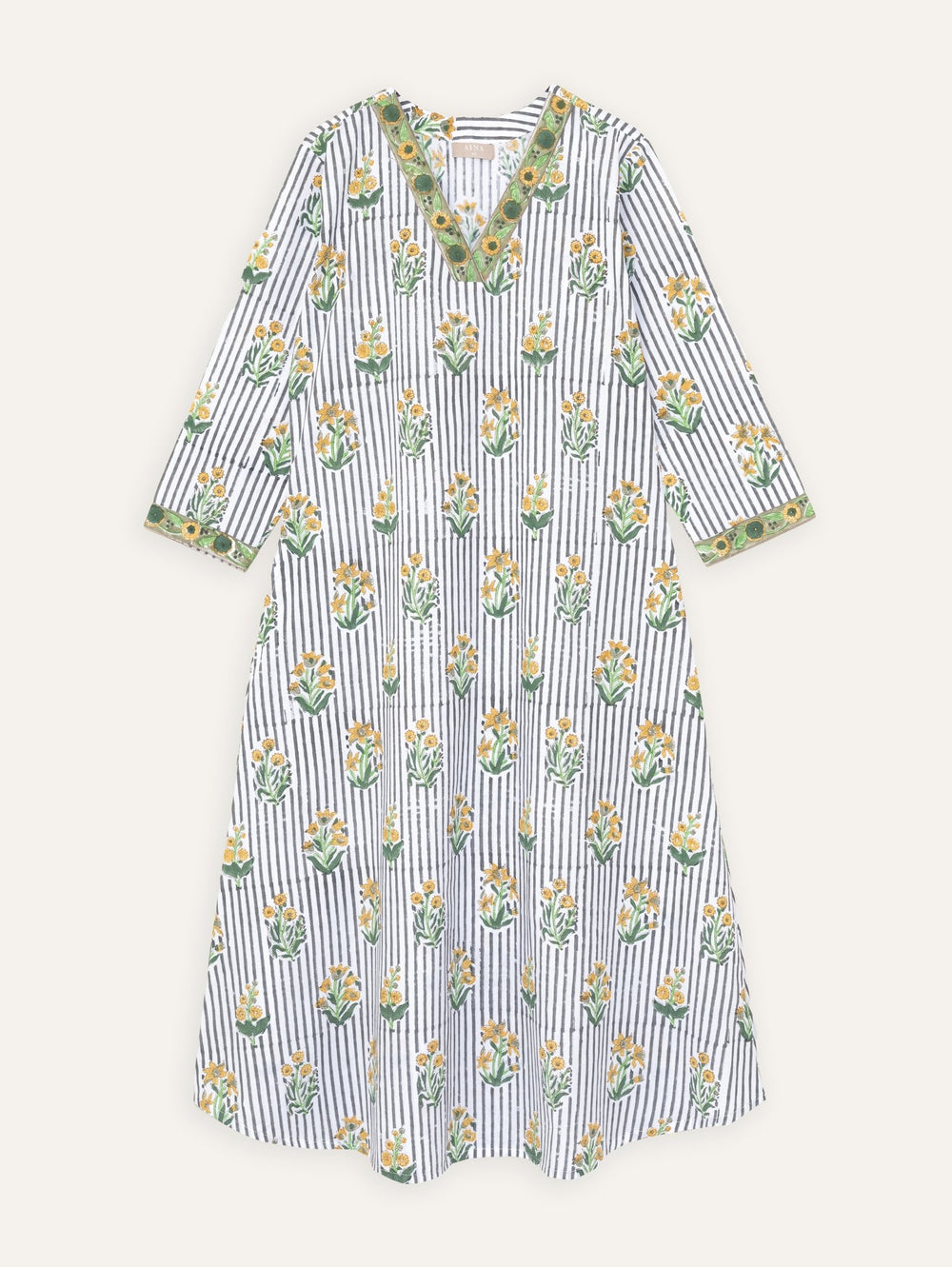 Yellow - Hand Batik Printed Cotton A-Line Kurta