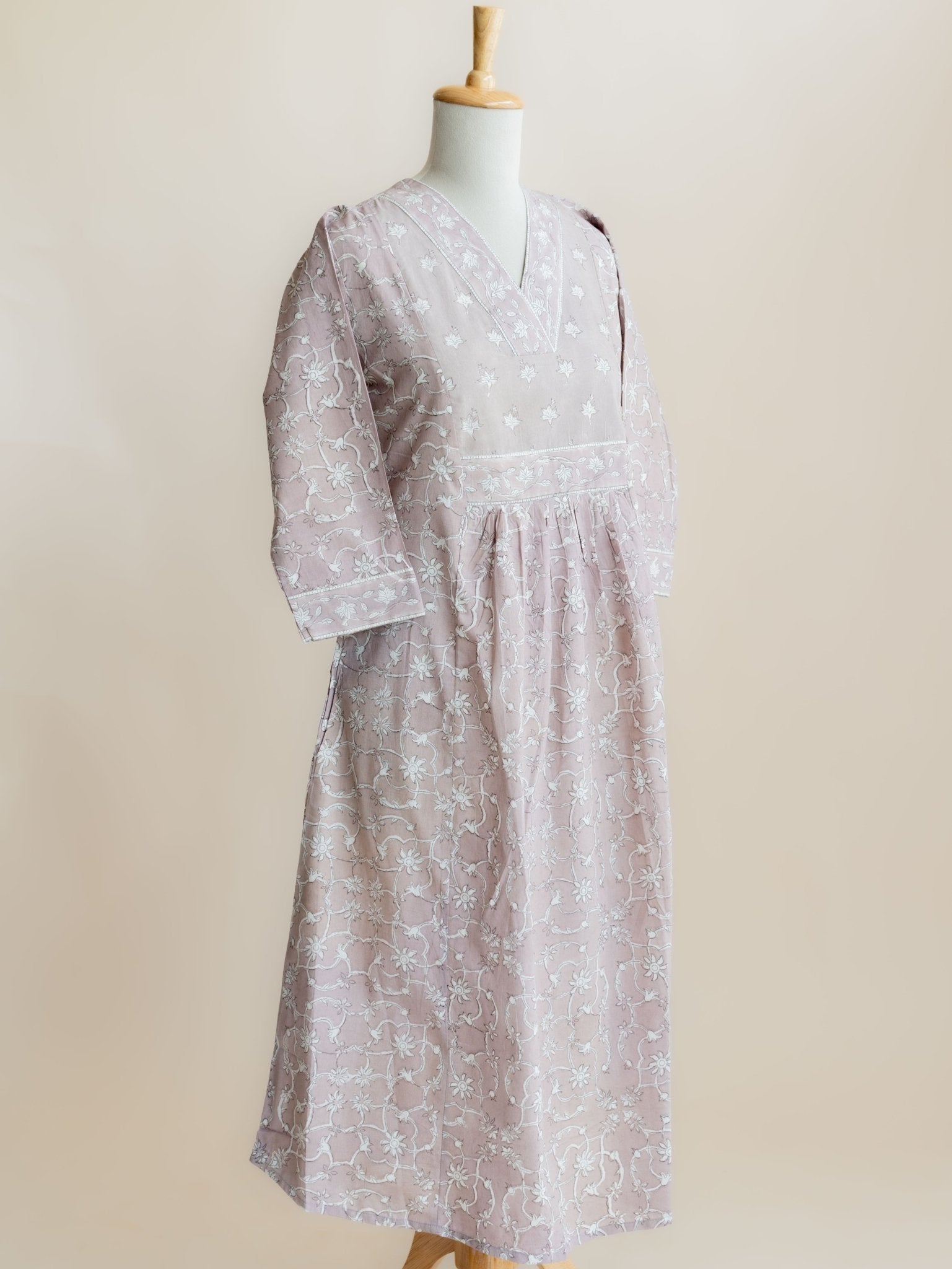 Archana Cotton Block Printed A - Line Kurta - AINA