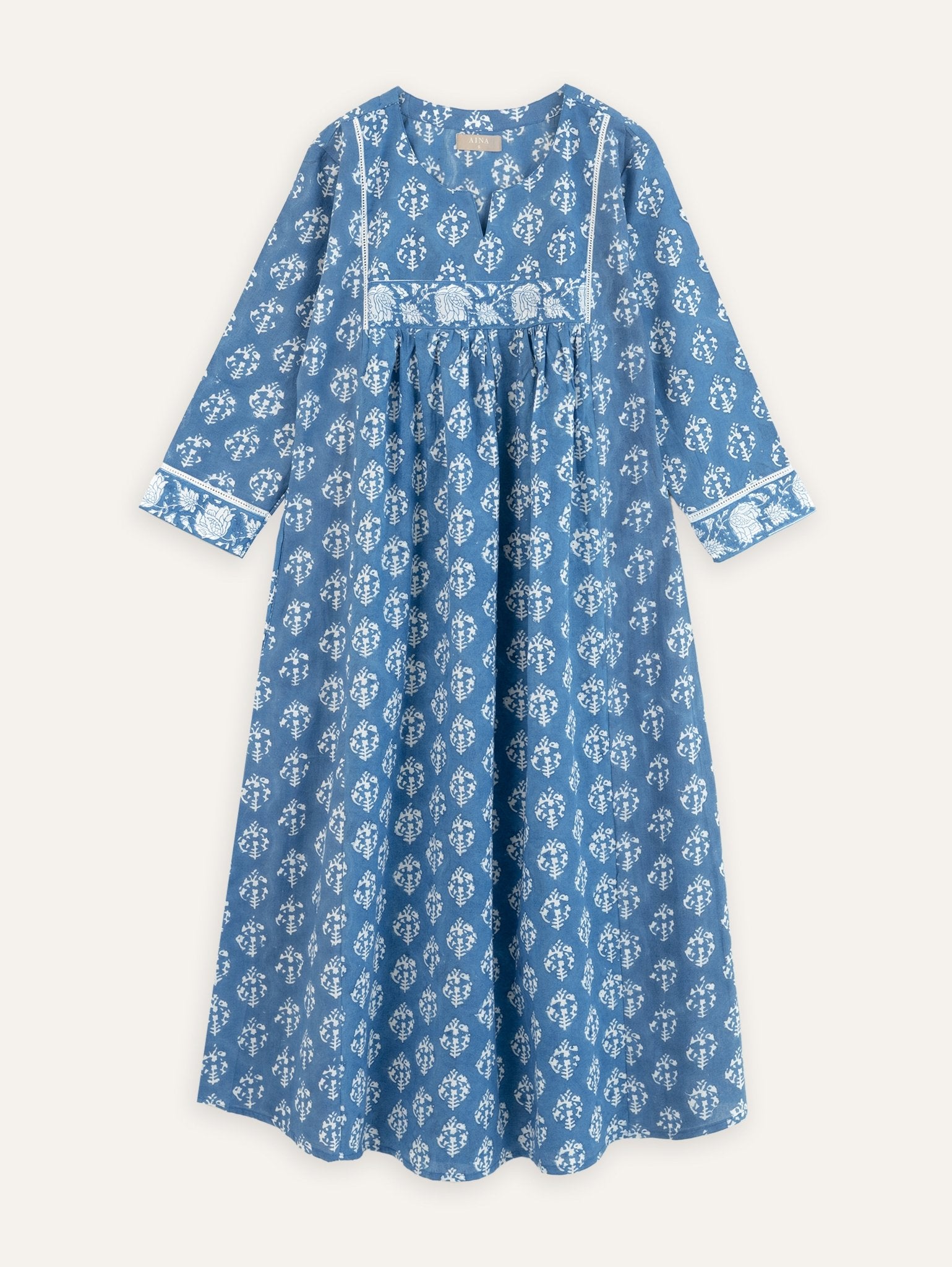 Archana Cotton Block Printed A - Line Kurta - AINA