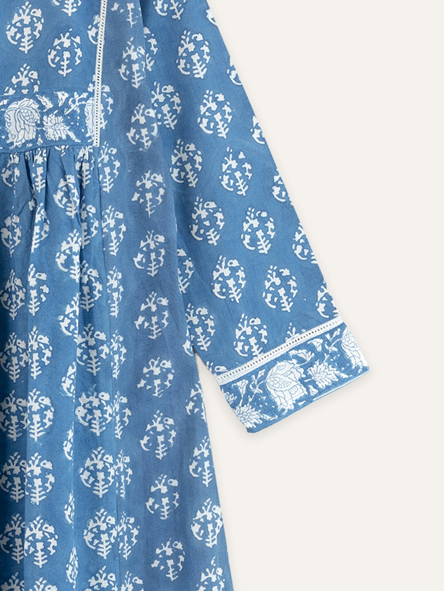 Archana Cotton Block Printed A - Line Kurta - AINA