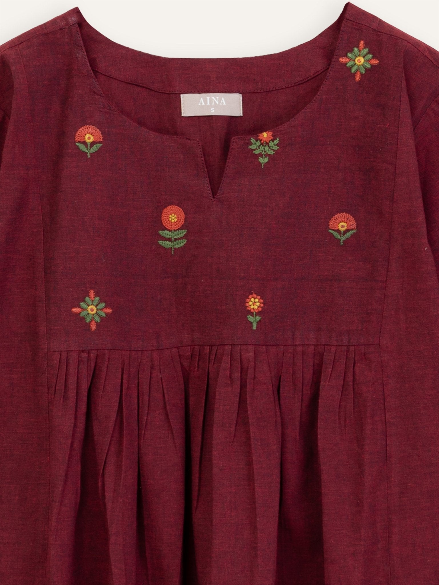 Ardhra Cotton Embroidered A - Line Kurta - AINA