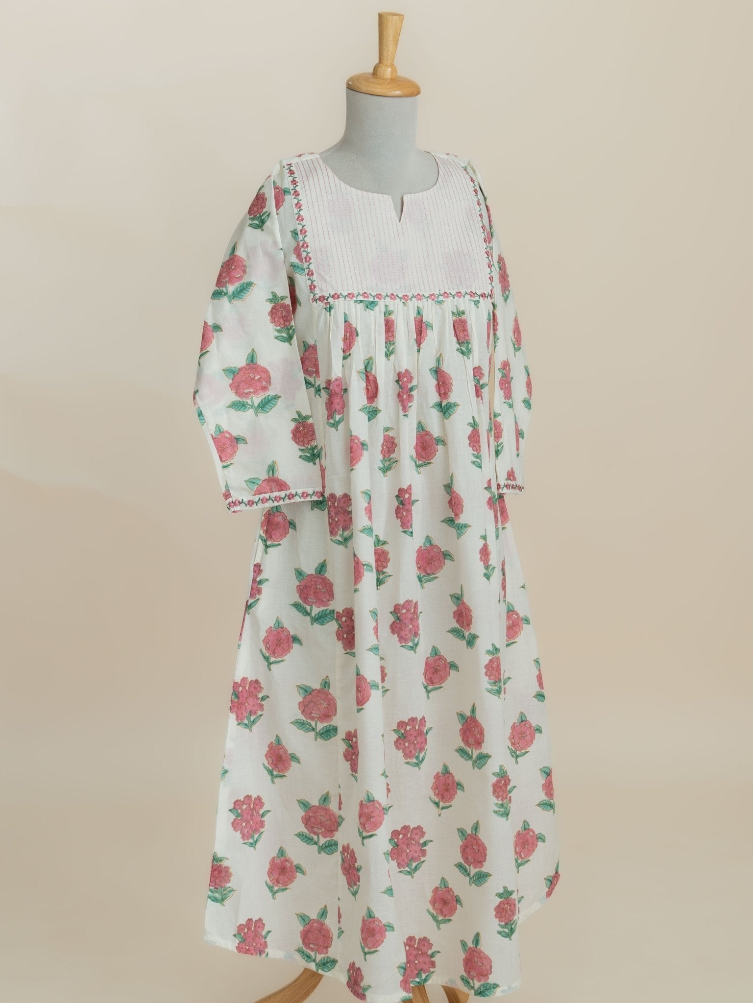 Areej Cotton Block Printed A-Line Kurta - AINA
