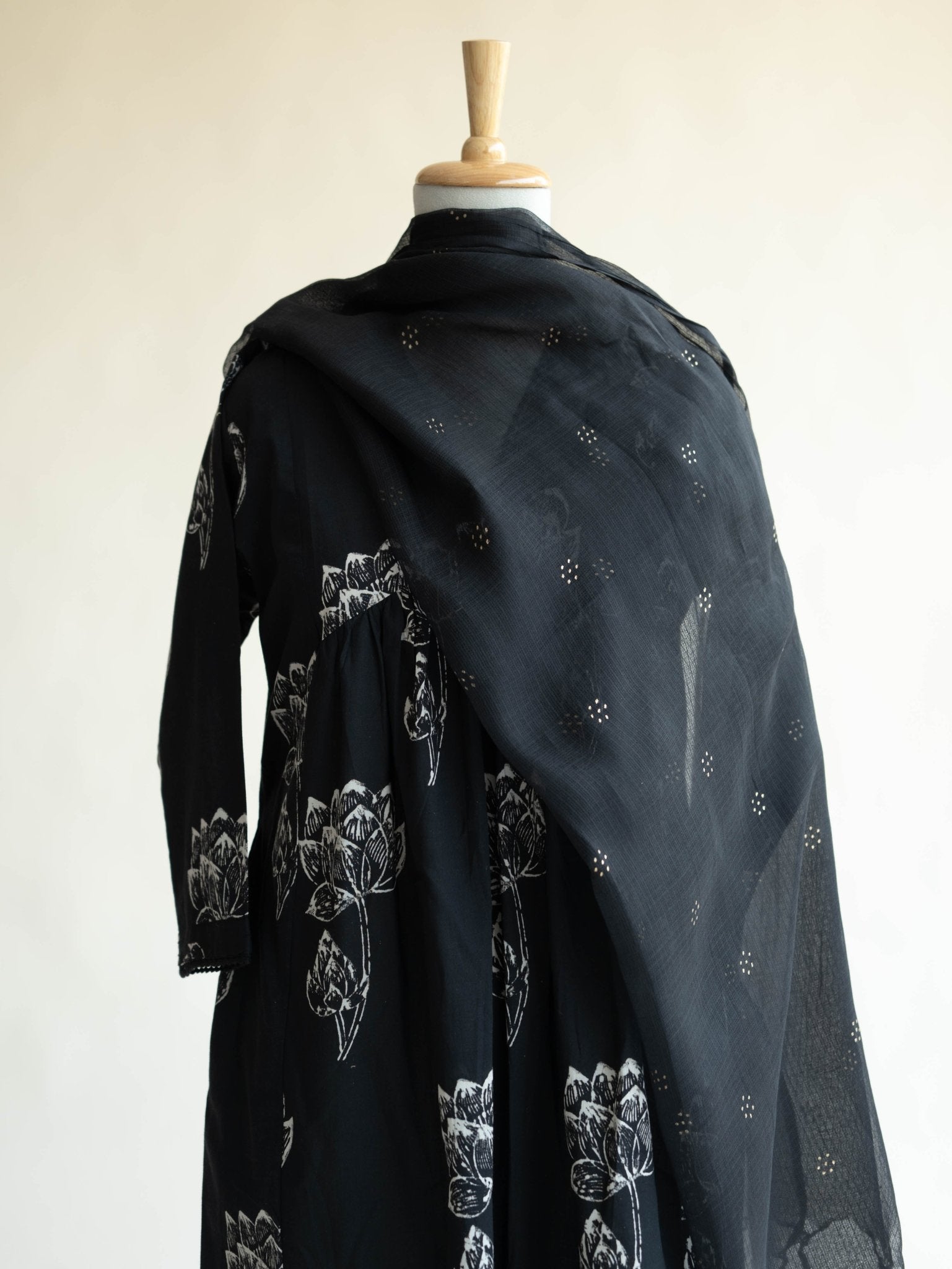 Arhana Cotton Block Printed A - Line Suit Set - AINA