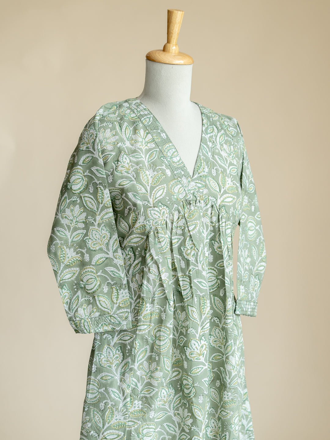 Aria Cotton Block Printed A - Line Kurta - AINA