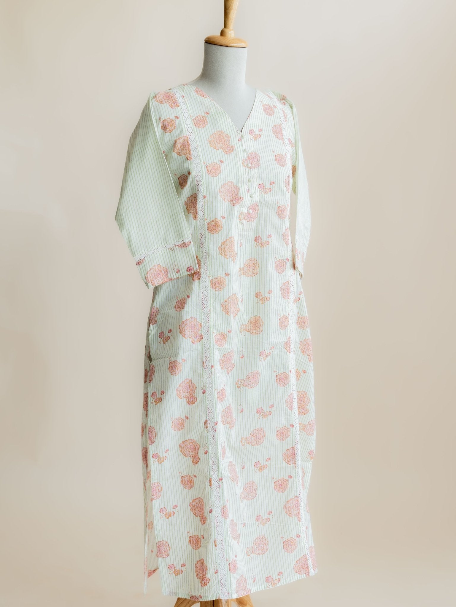 Arohi Cotton Block Printed Straight Kurta - AINA