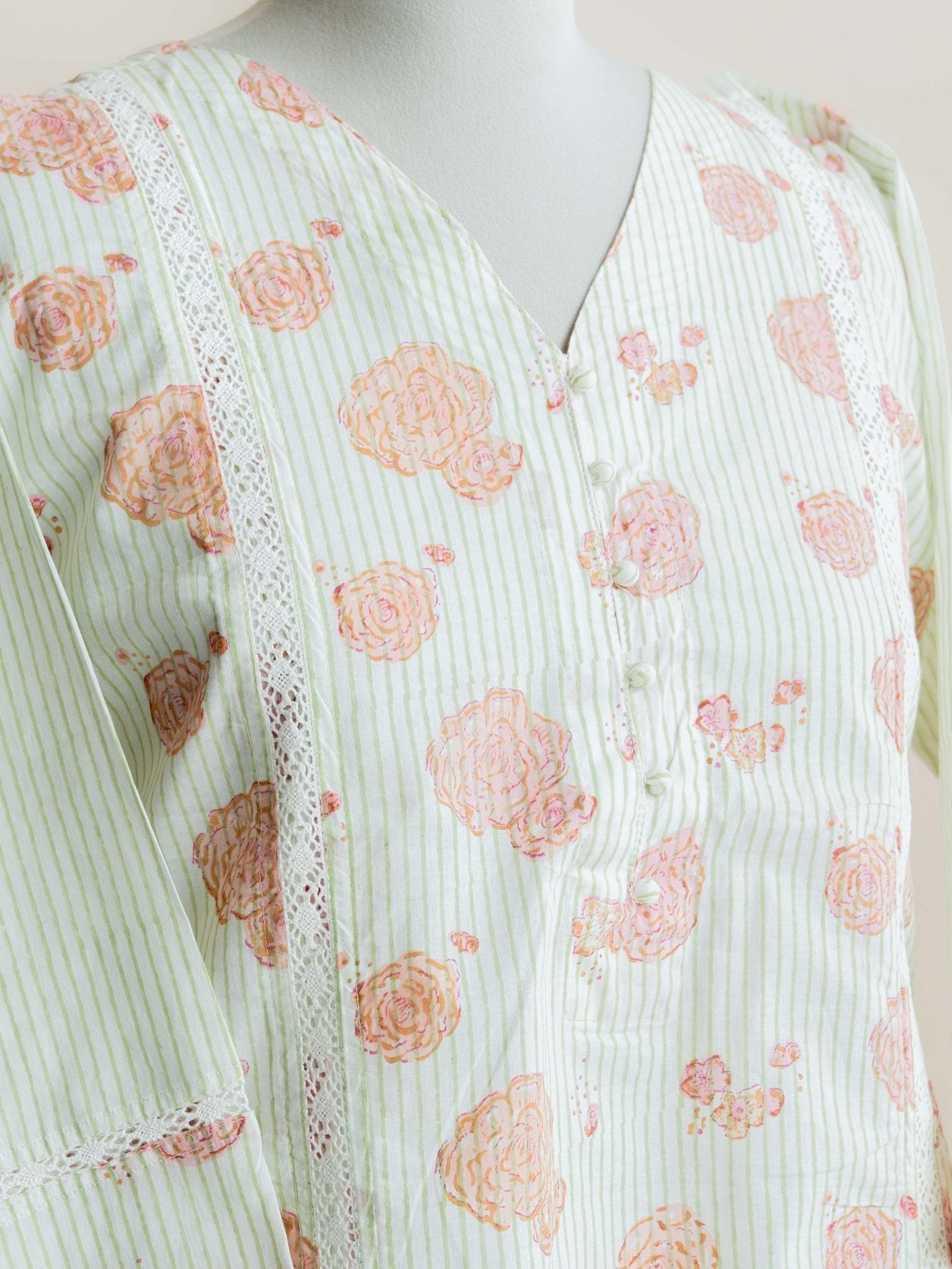 Arohi Cotton Block Printed Straight Kurta - AINA