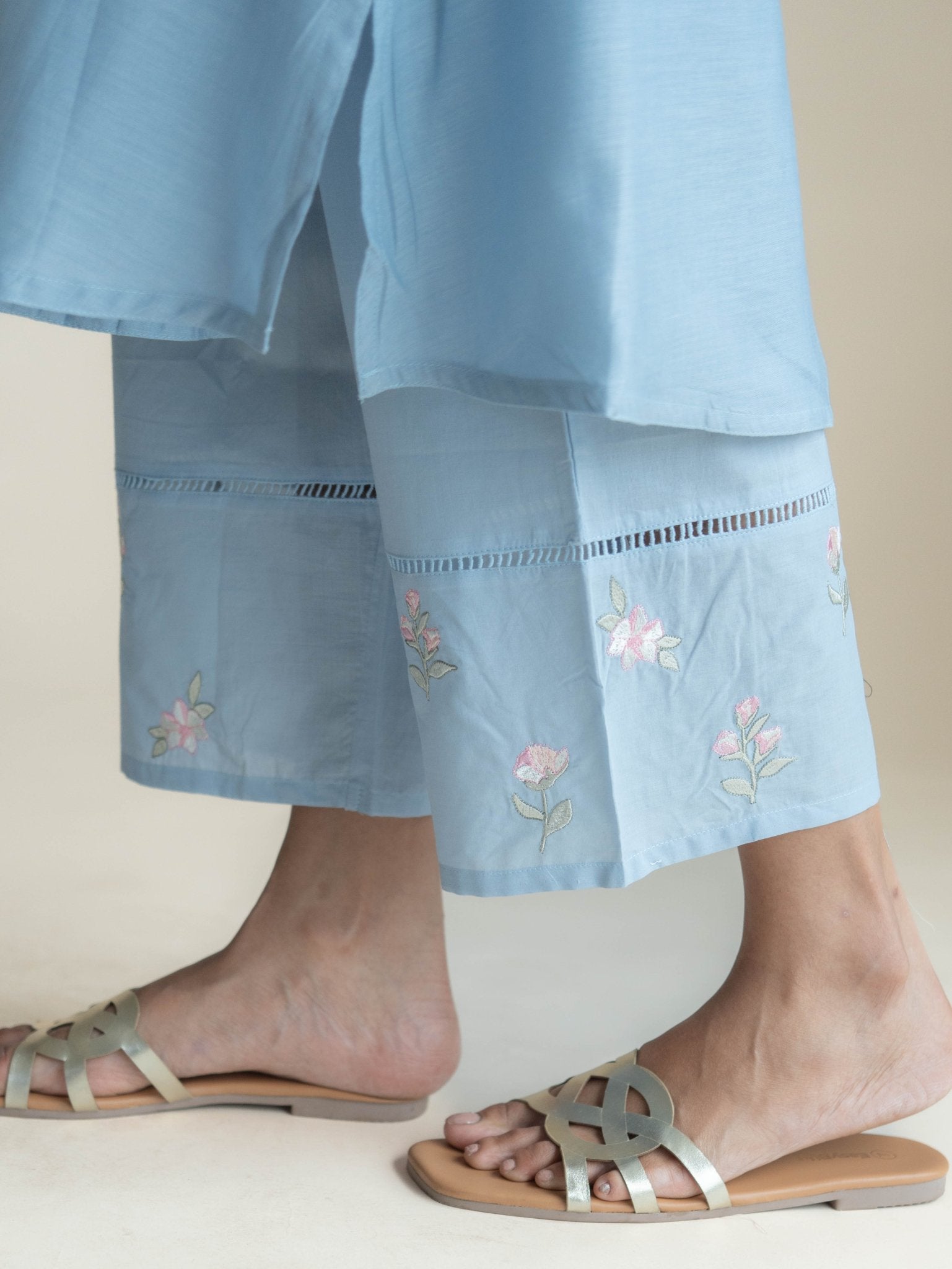 Arsha Chanderi Embroidered A - Line Suit Set - AINA