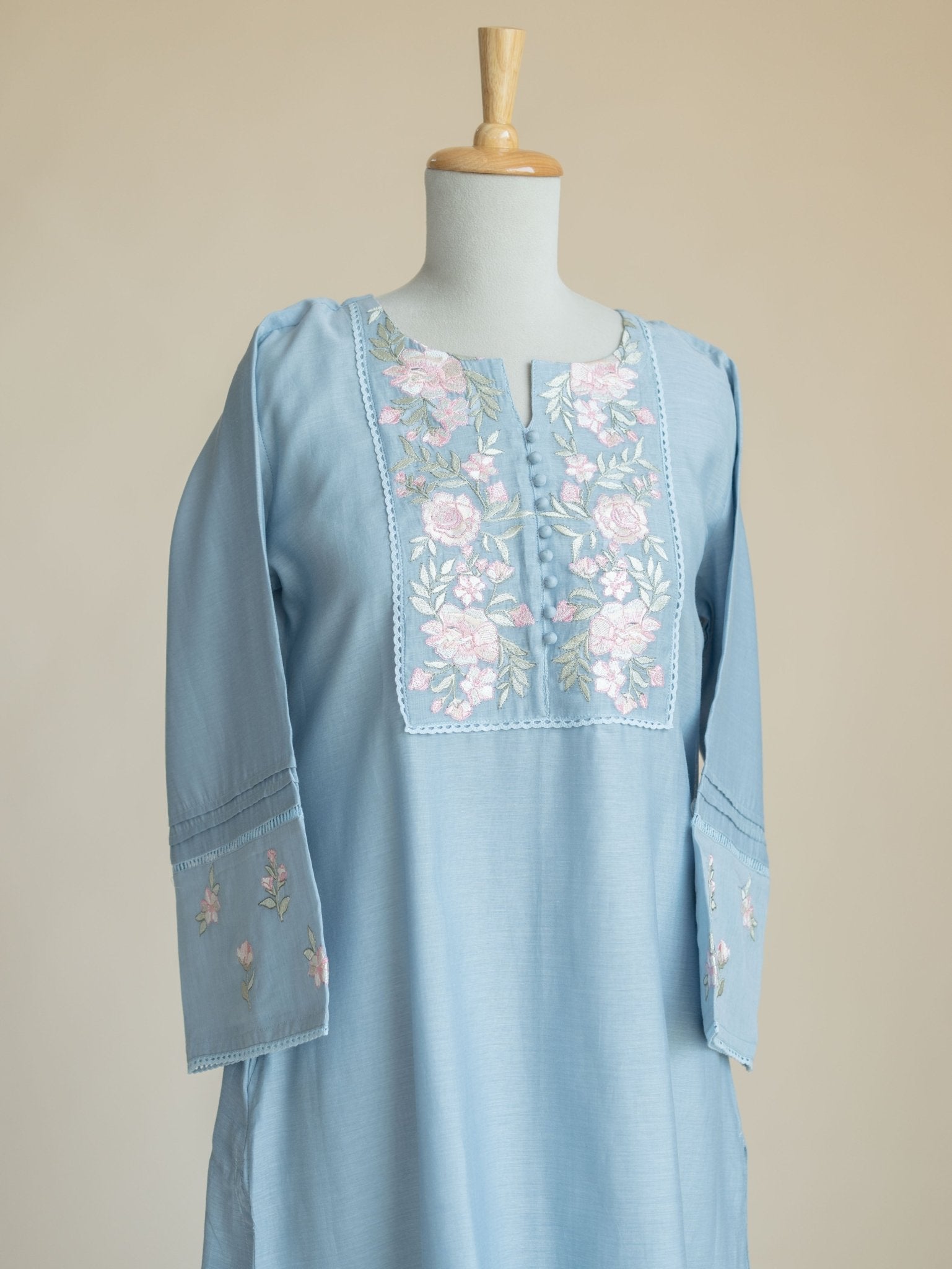 Arsha Chanderi Embroidered A - Line Suit Set - AINA
