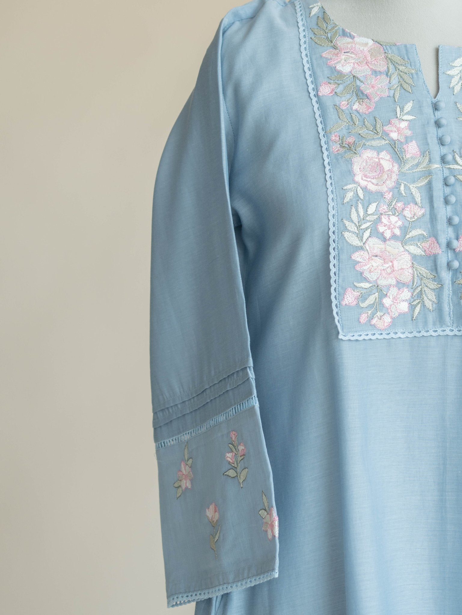 Arsha Chanderi Embroidered A - Line Suit Set - AINA