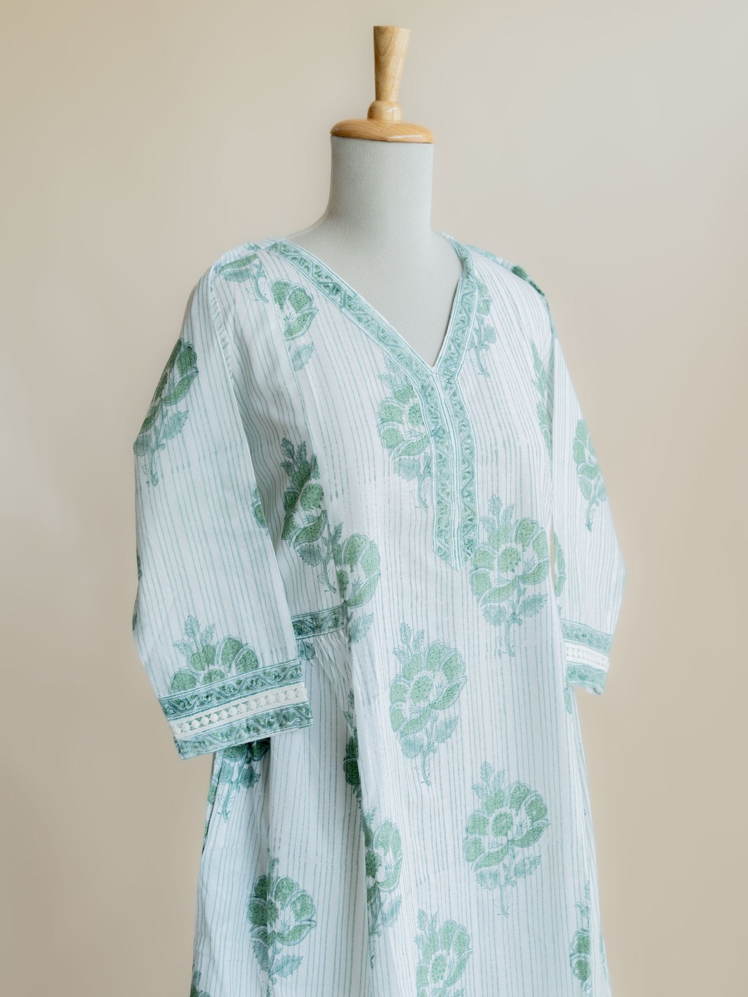 Arya Cotton Block Printed A - Line Kurta - AINA