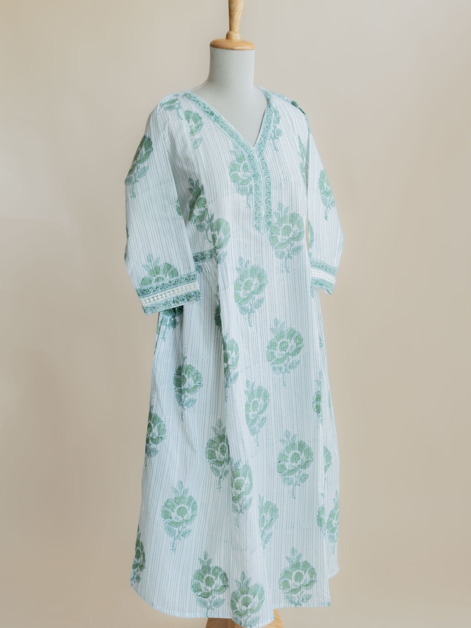 Arya Cotton Block Printed A - Line Kurta - AINA