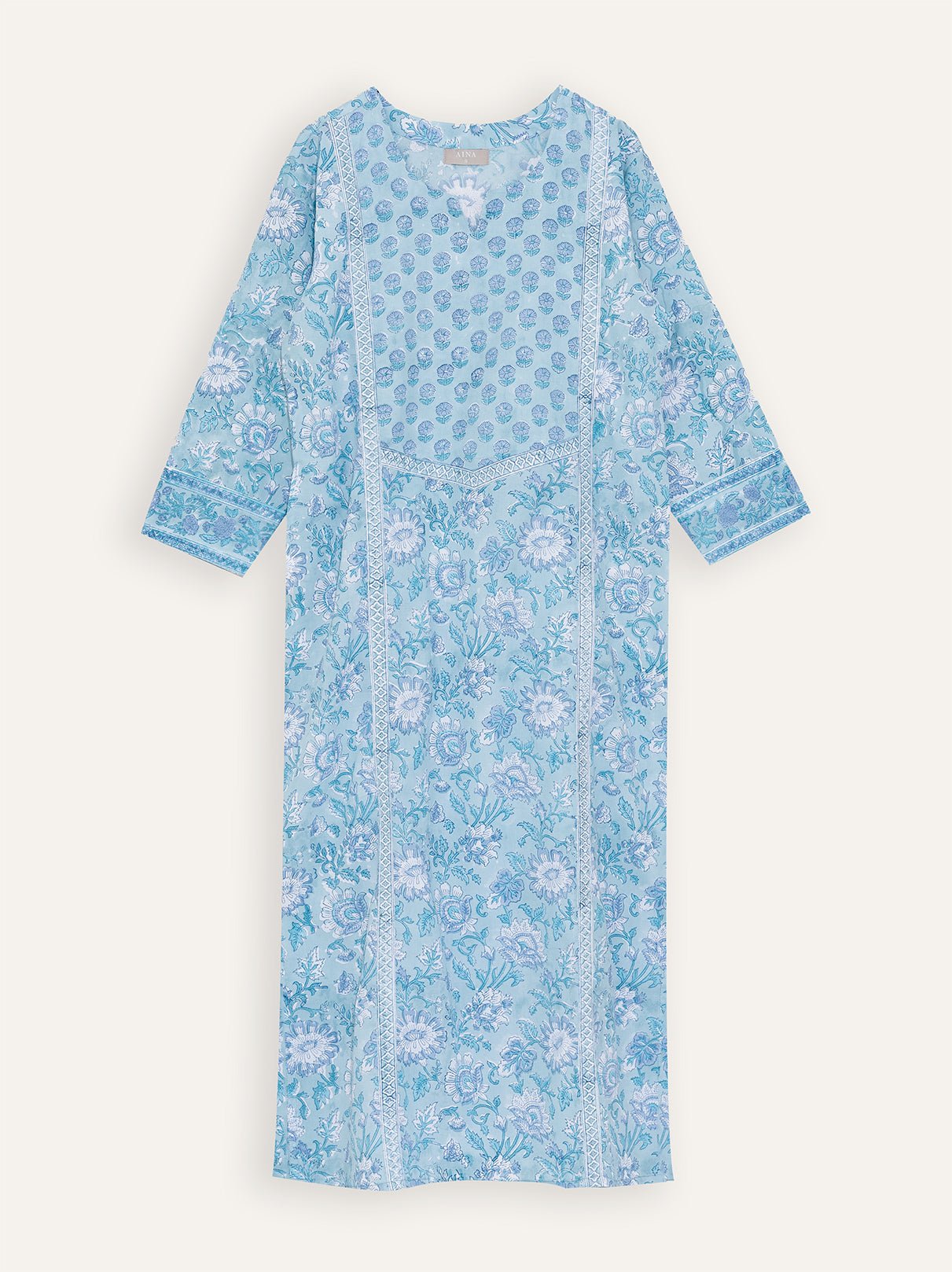 Ashita Cotton Block Printed Straight Kurta - AINA