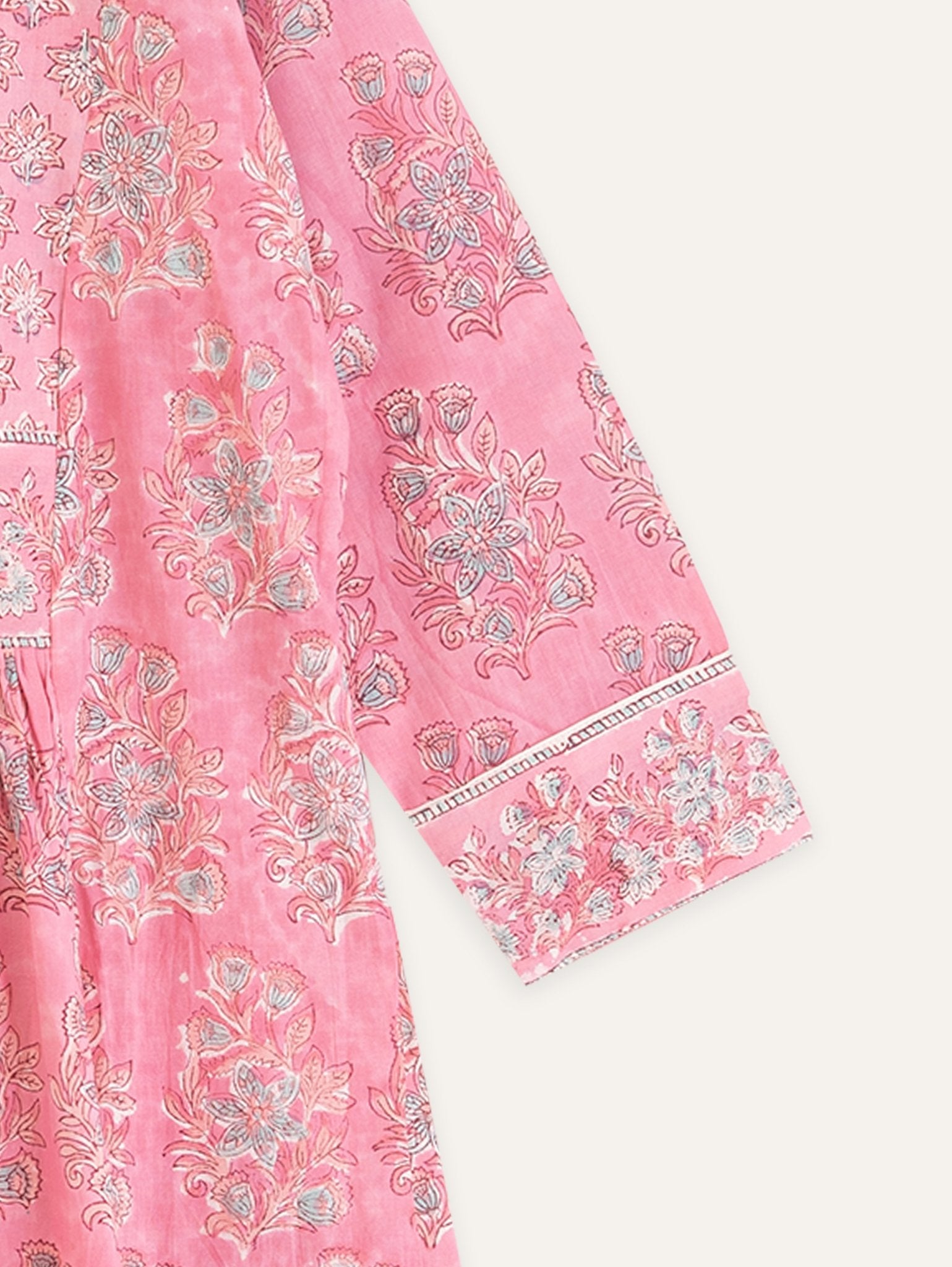 Ashiya Cotton Block Printed A - Line Kurta - AINA