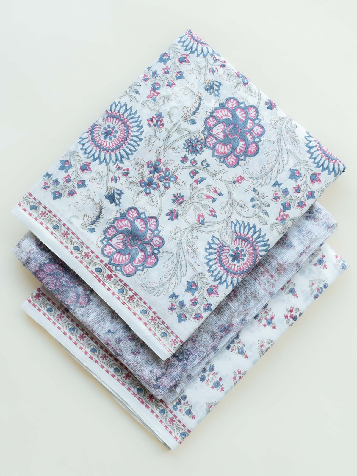 Asmina Cotton Block Printed Unstitched Suit Set - 3 Piece - AINA