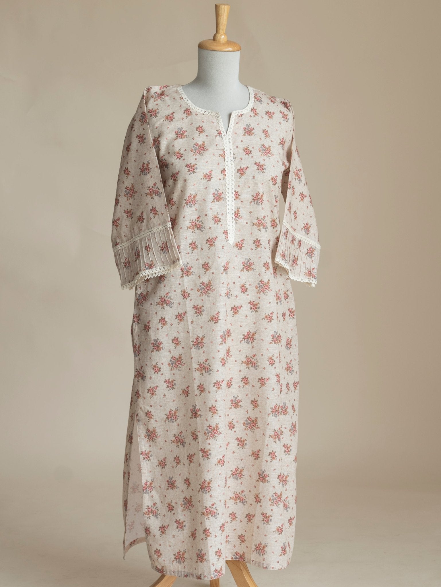 Atma Cotton Linen Digital Print Straight Kurta - AINA