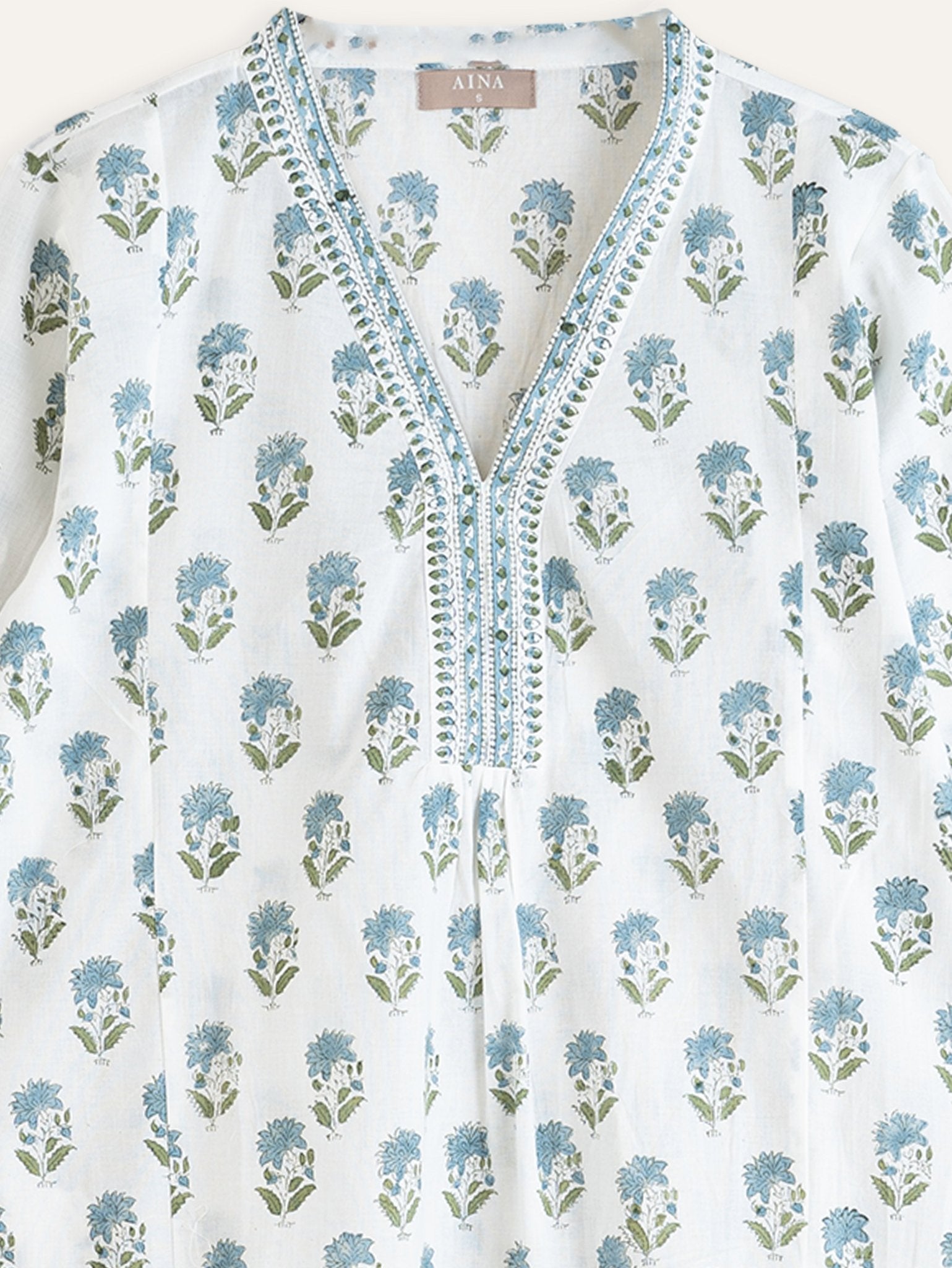 Avani Cotton Block Printed A - Line Kurta - AINA