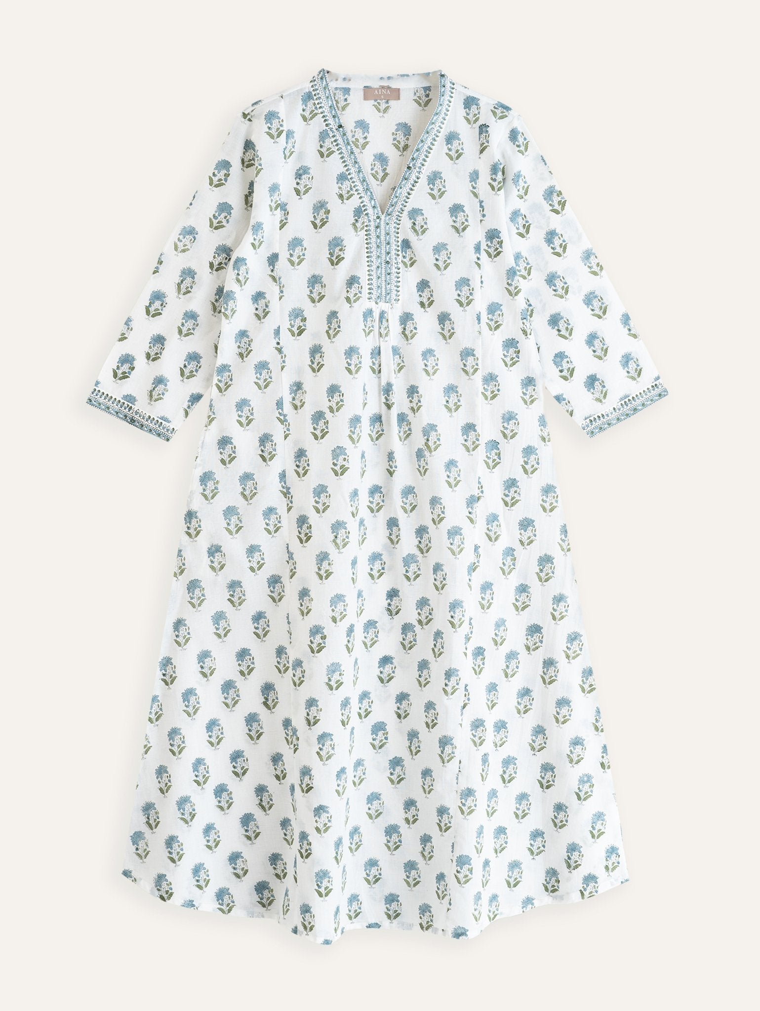 Avani Cotton Block Printed A - Line Kurta - AINA