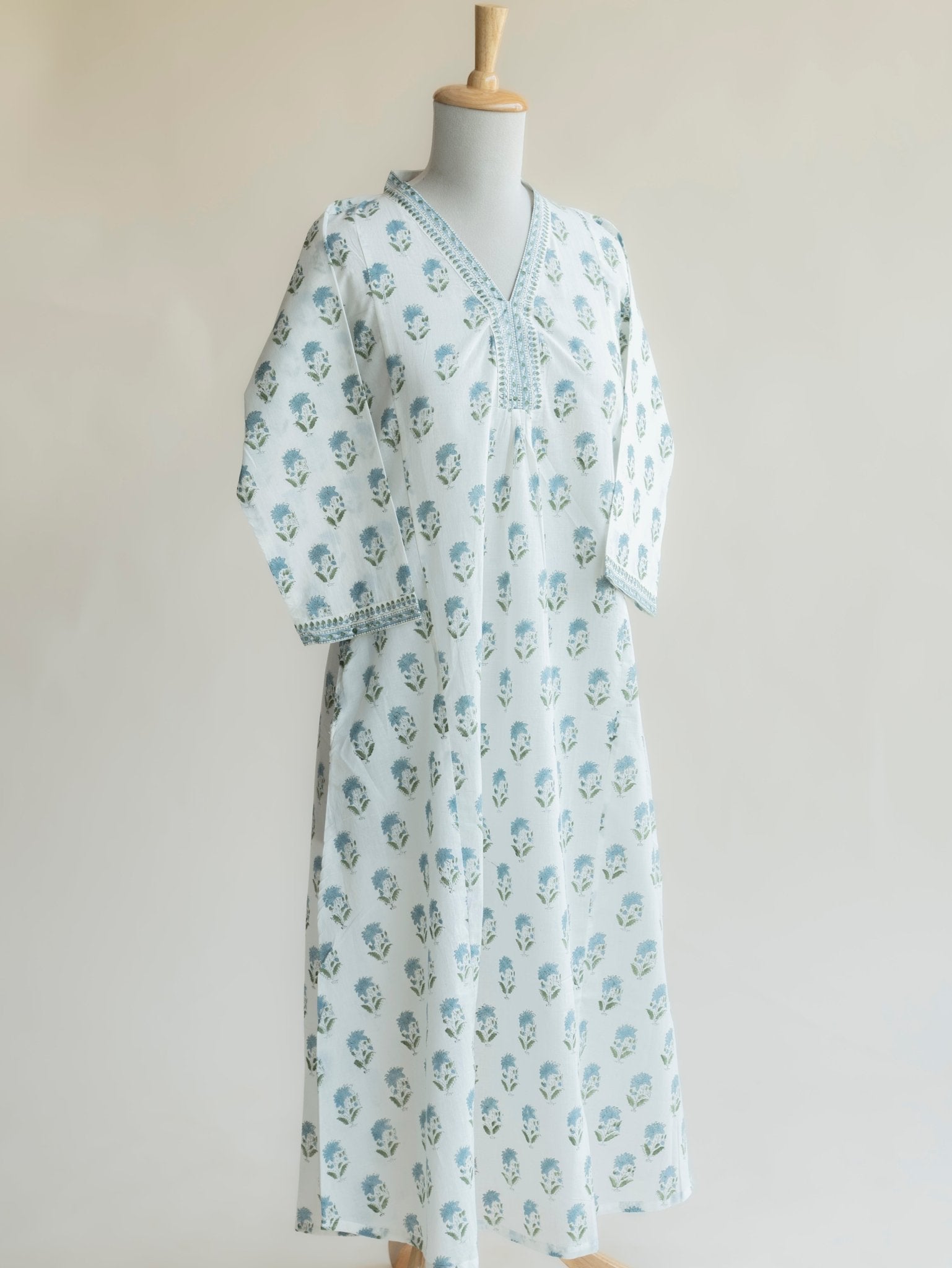 Avani Cotton Block Printed A - Line Kurta - AINA