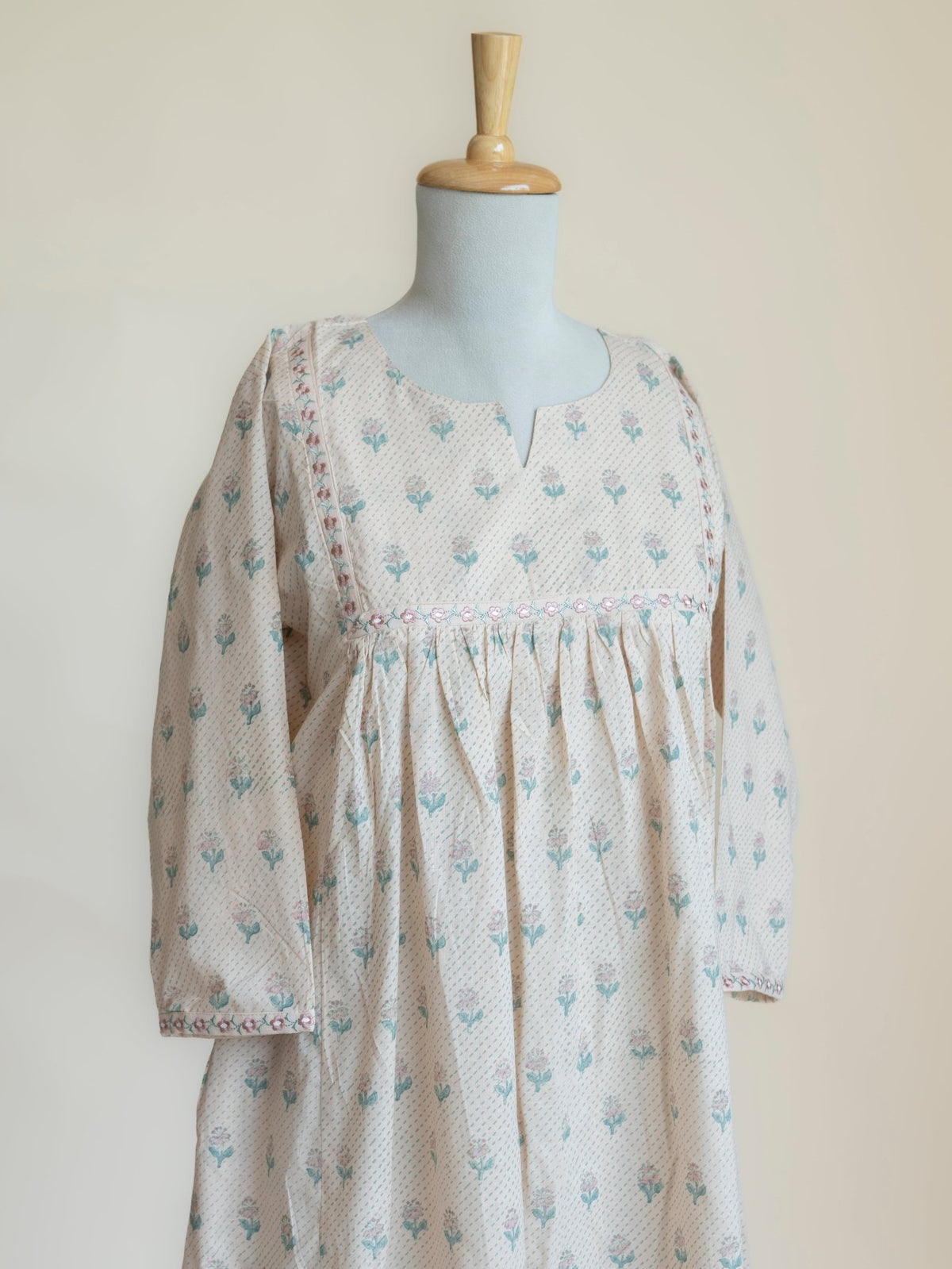 Avelia Cotton Block Printed A-Line Kurta - AINA