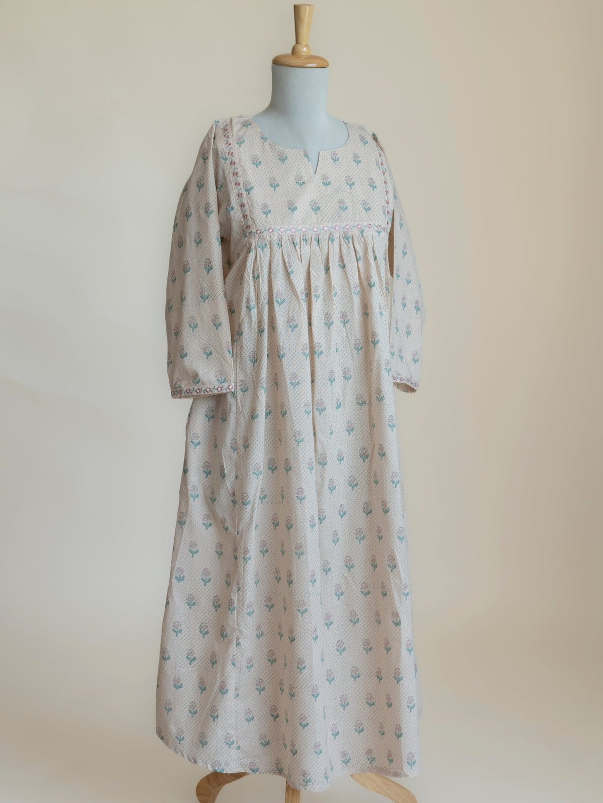 Avelia Cotton Block Printed A-Line Kurta - AINA