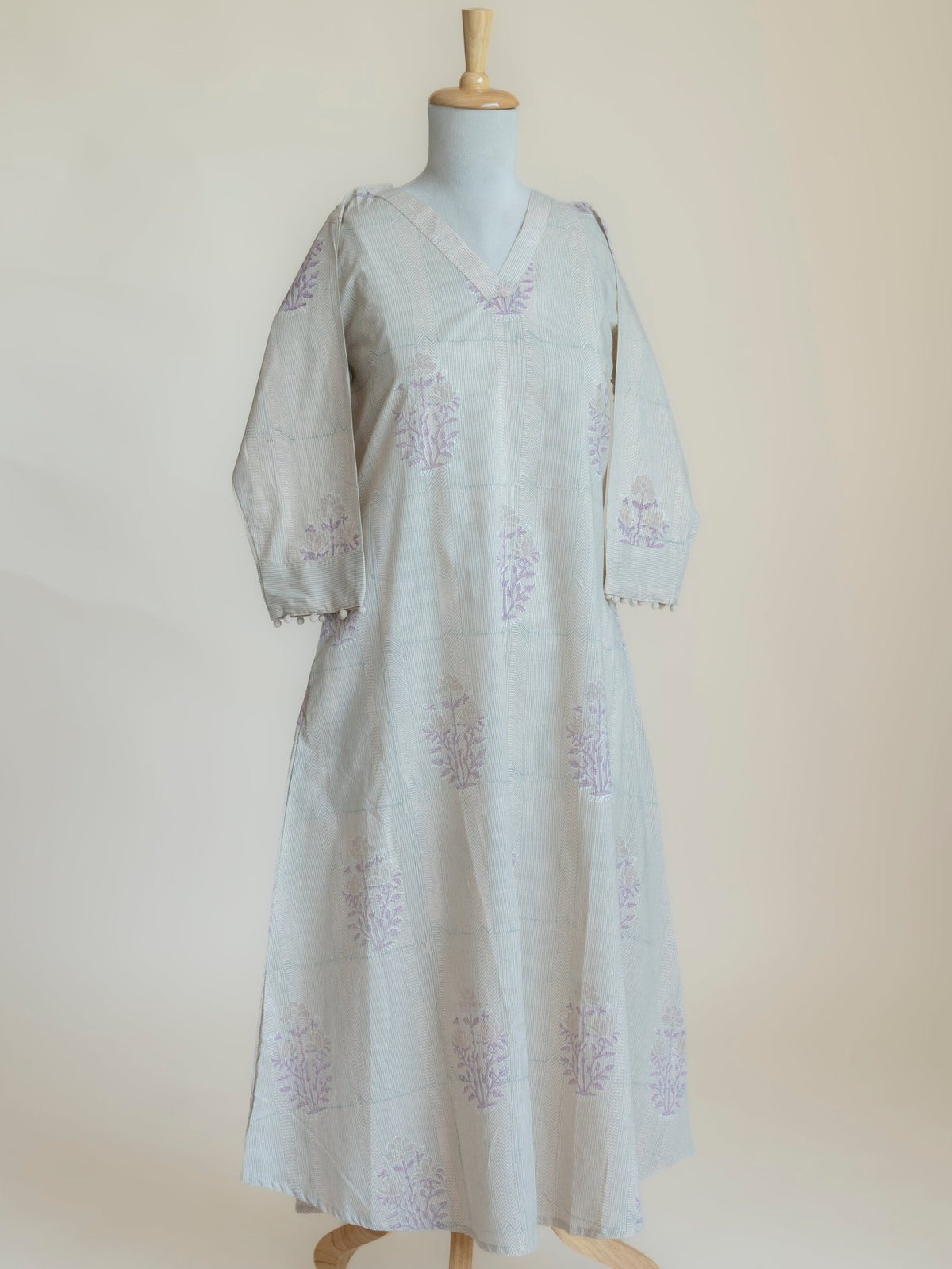 Avema Cotton Block Printed A-Line Kurta - AINA