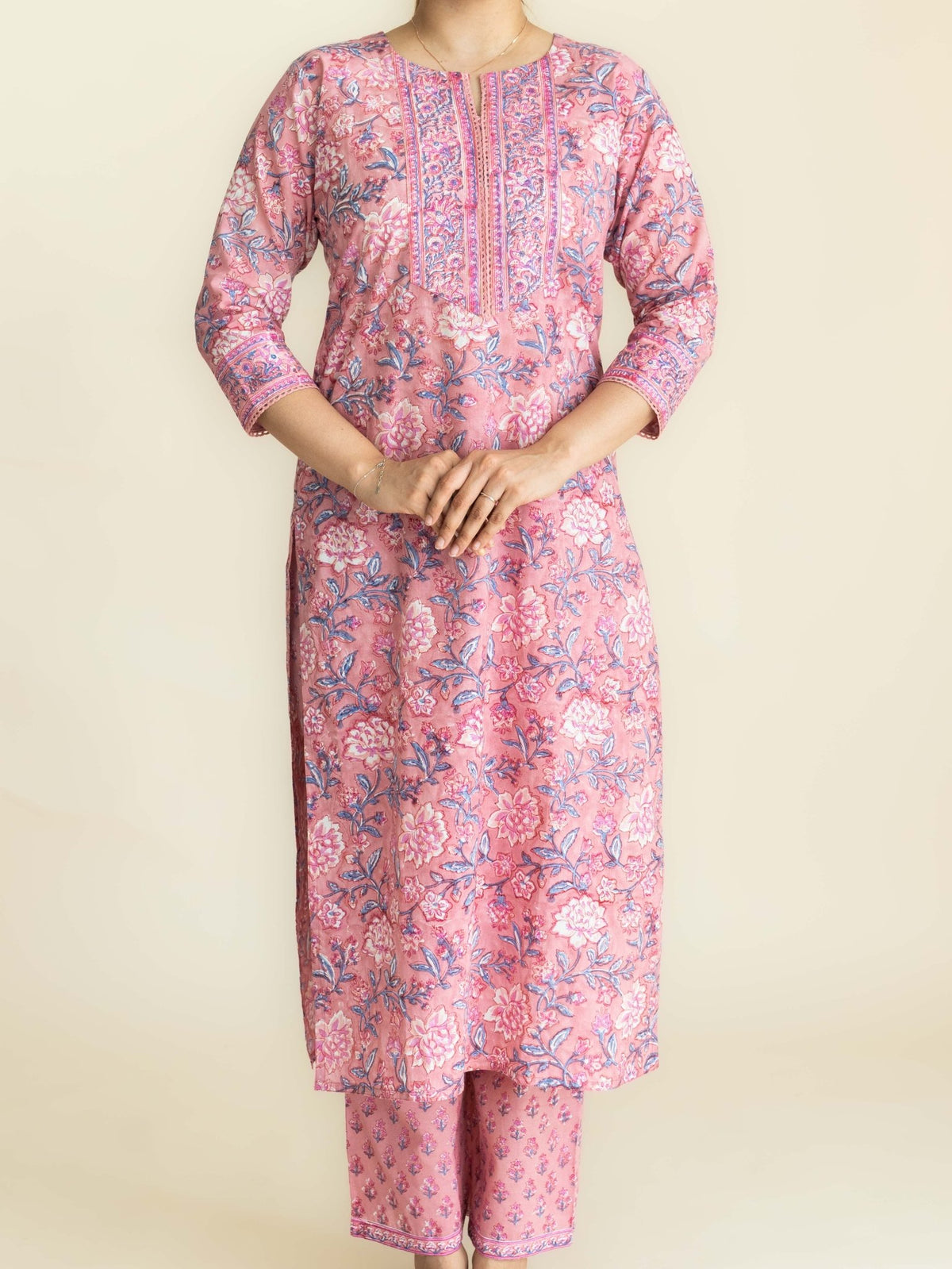 Avenika Cotton Block Printed Straight Suit Set - AINA