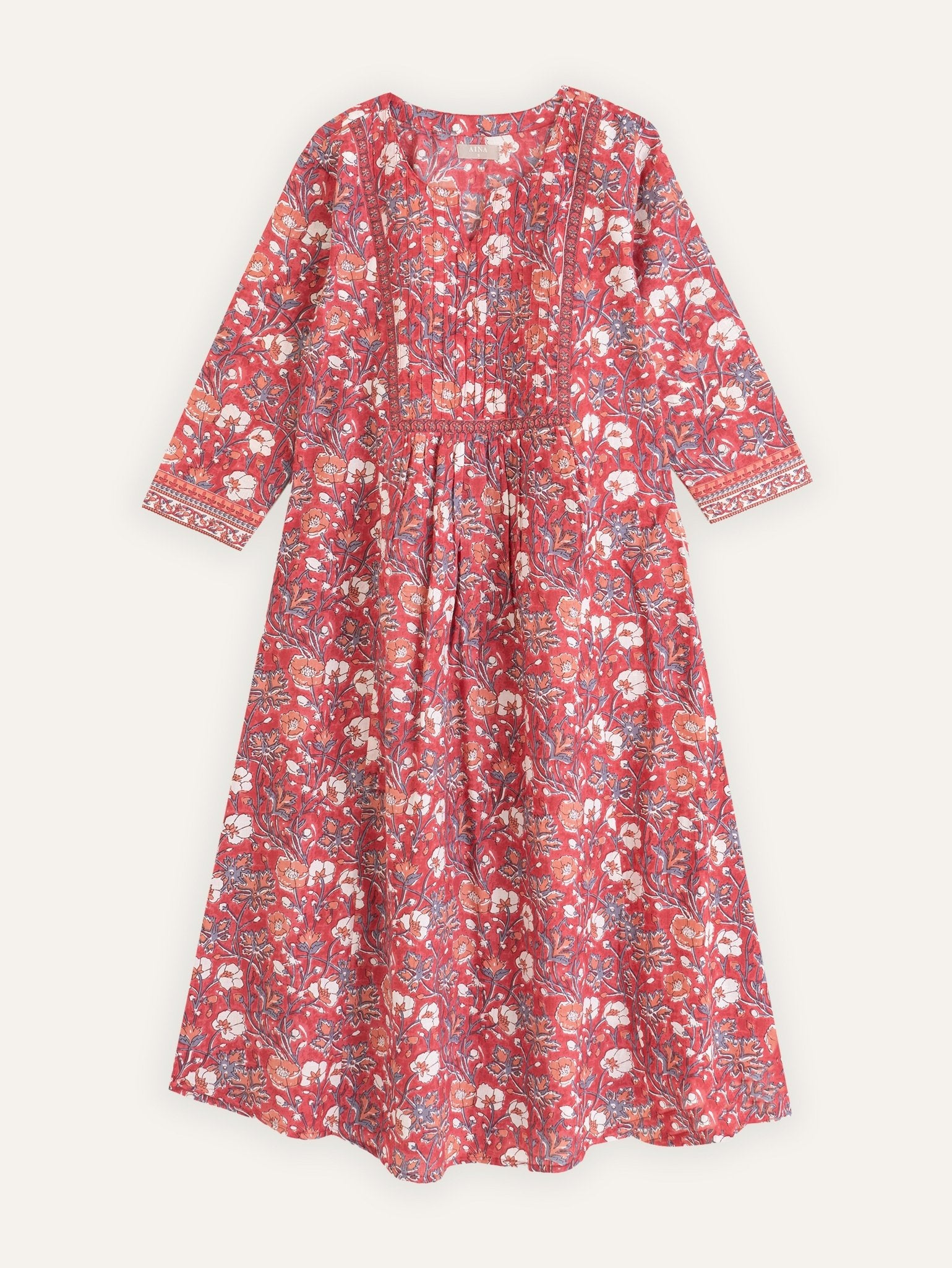 Azra Cotton Block Printed A - Line Kurta - AINA