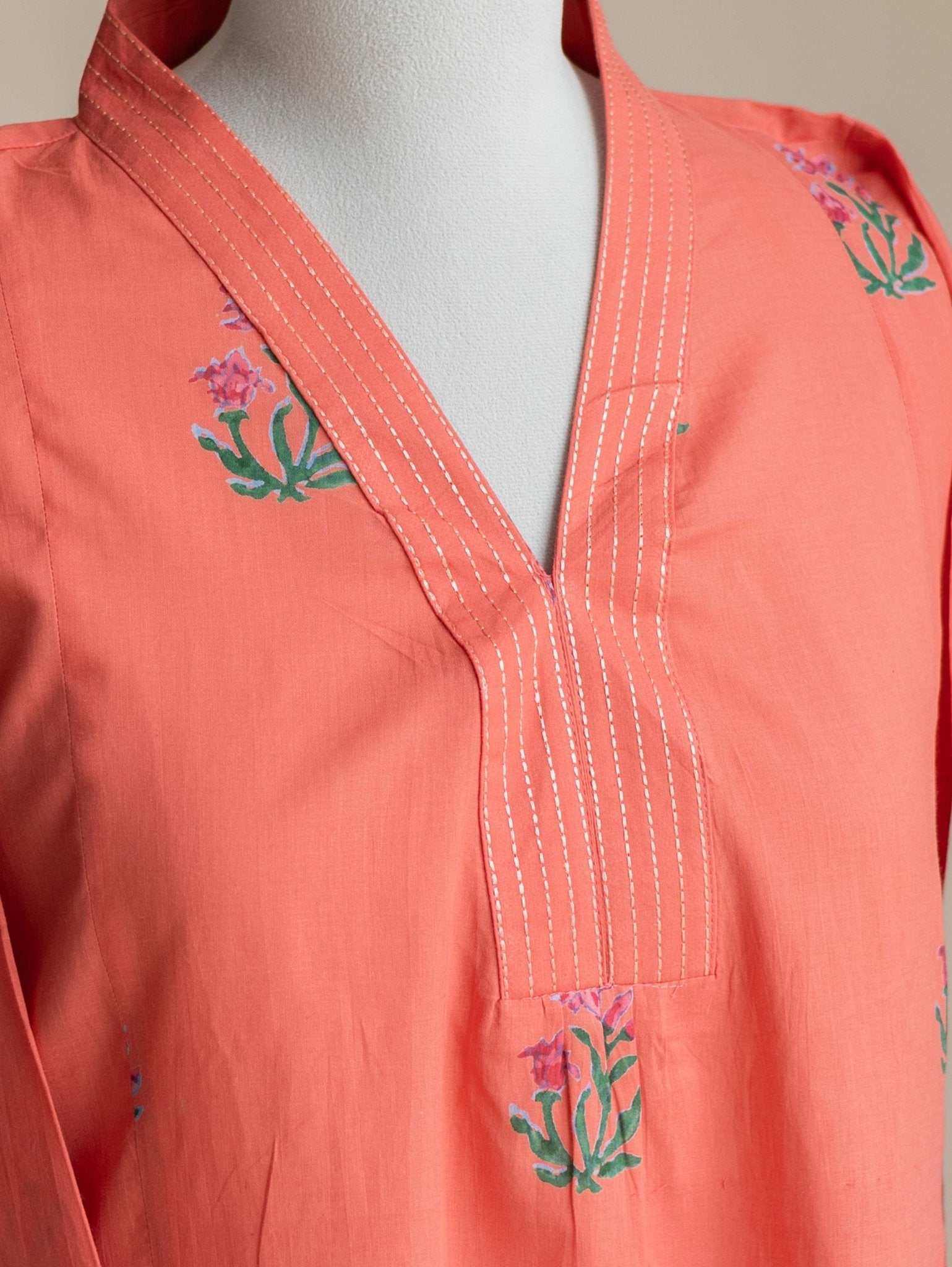 Baani Cotton Block Printed A-Line Kurta - AINA