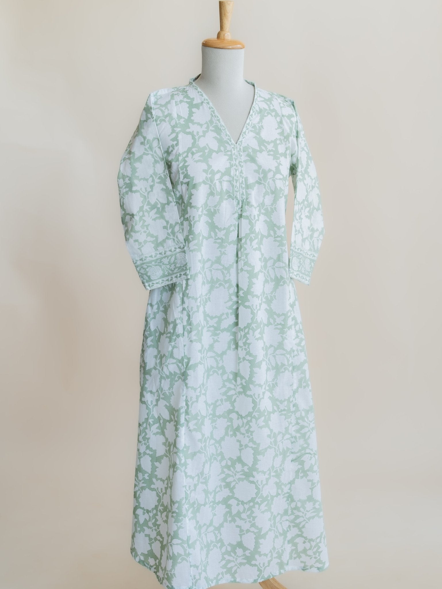 Babita Cotton Block Printed A - Line Kurta - AINA
