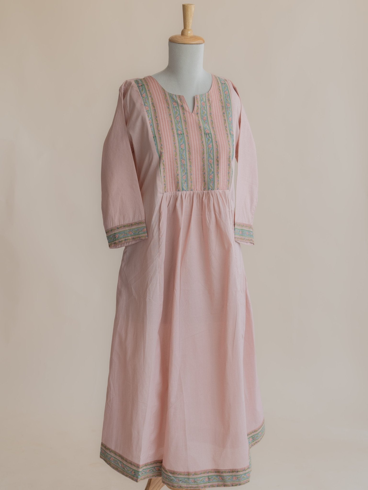 Badriya Cotton Block Printed A - line Kurta - AINA