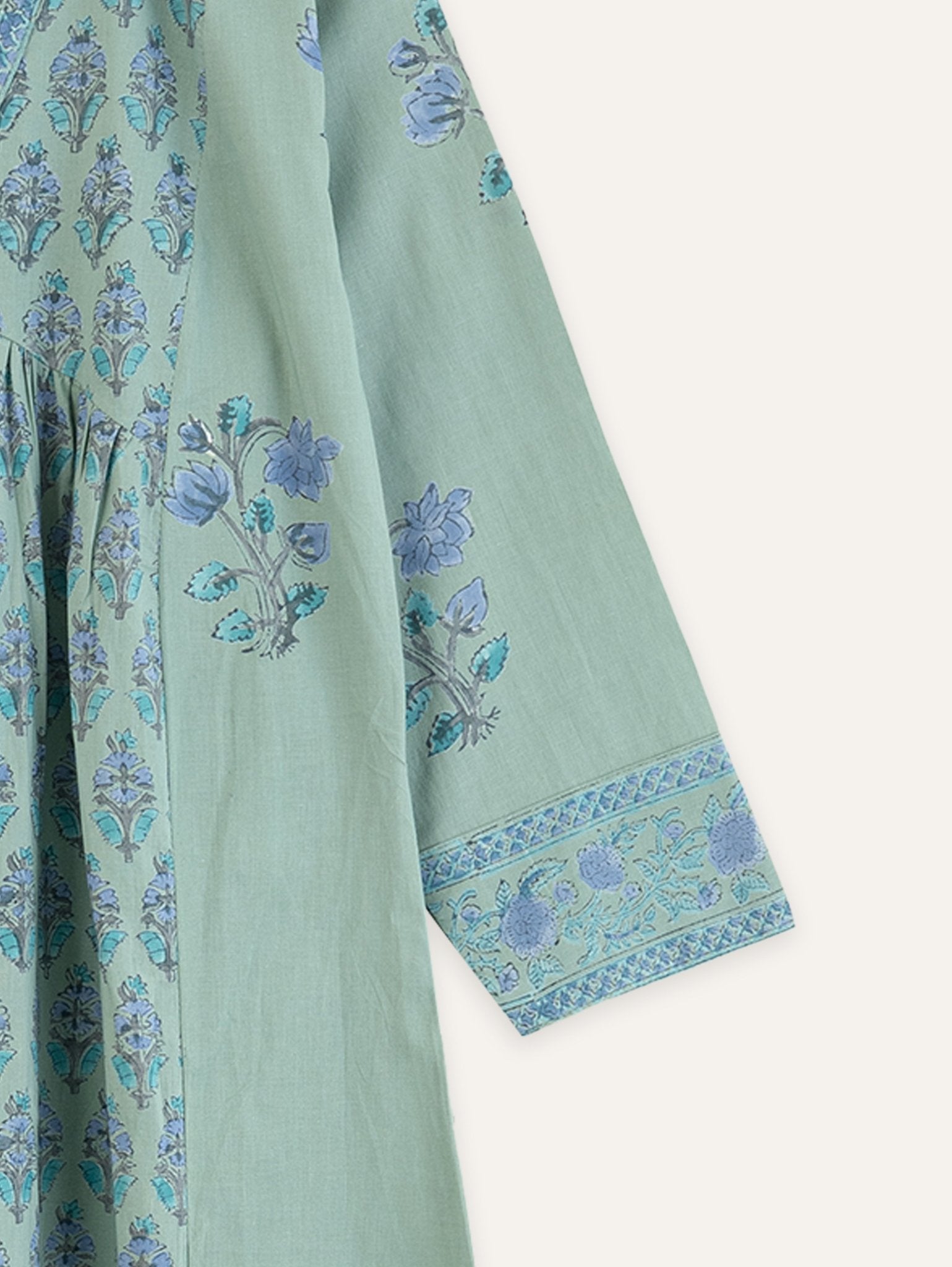 Beena Cotton Block Printed A - Line Kurta - AINA