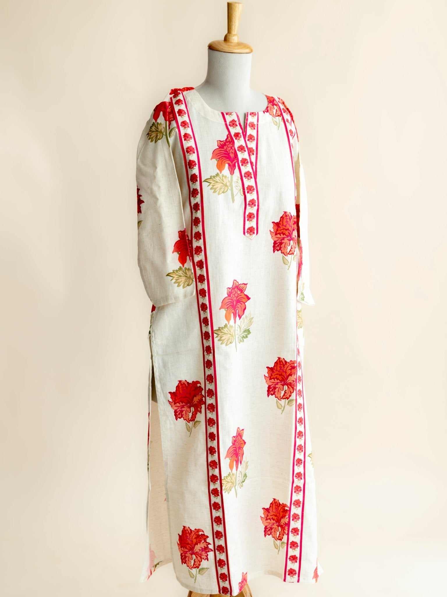 Bhanu Cotton Flax Digital Print Straight Kurta - AINA
