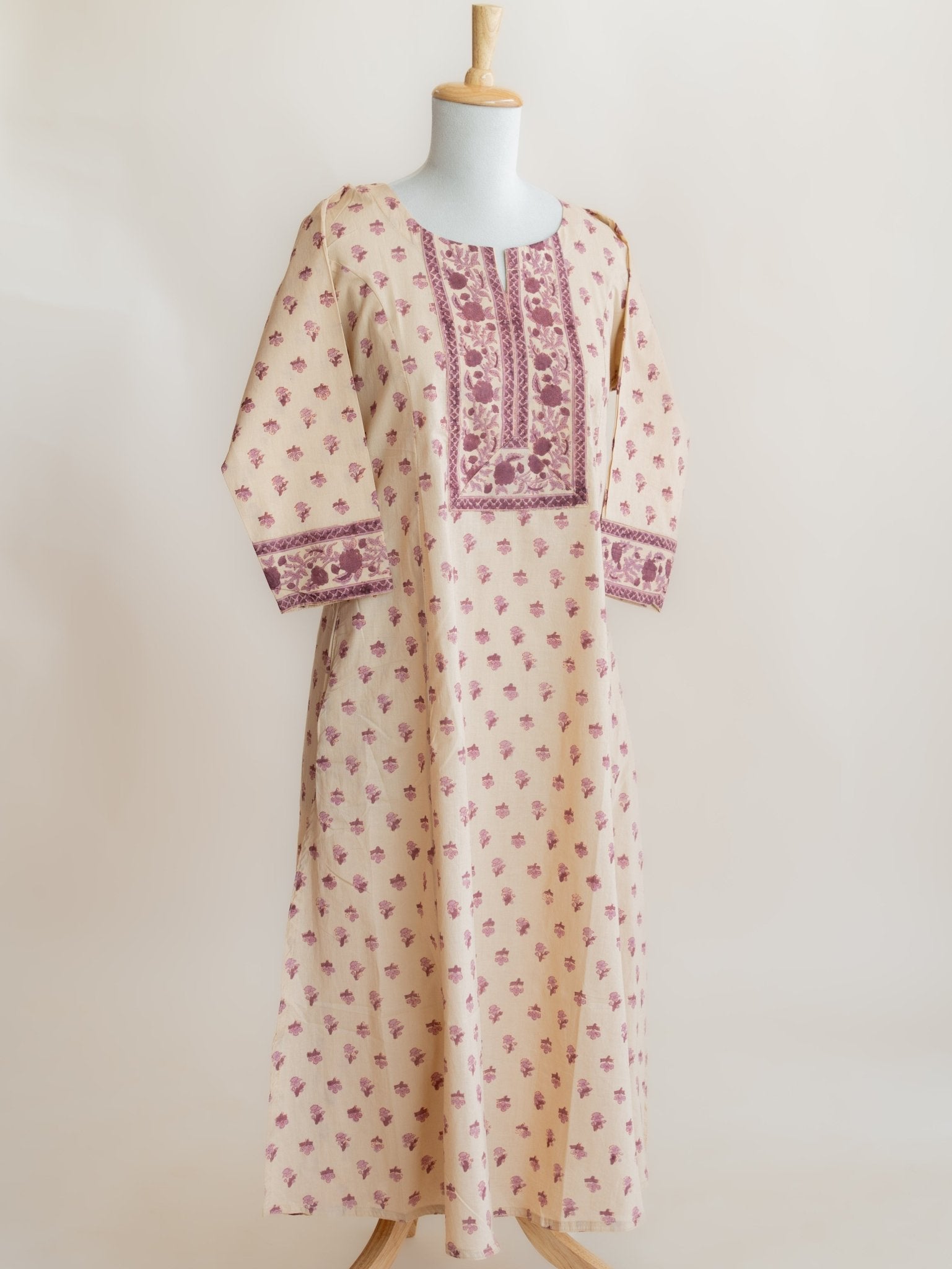 Bhavnit Cotton Block Printed A - Line Kurta - AINA