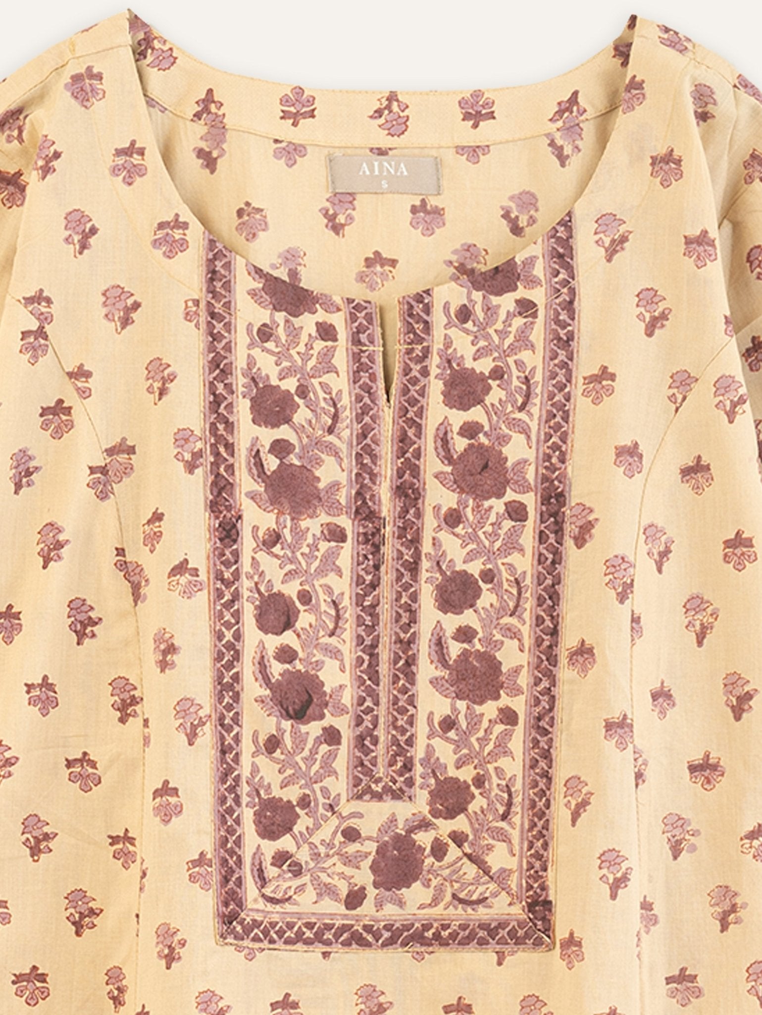 Bhavnit Cotton Block Printed A - Line Kurta - AINA