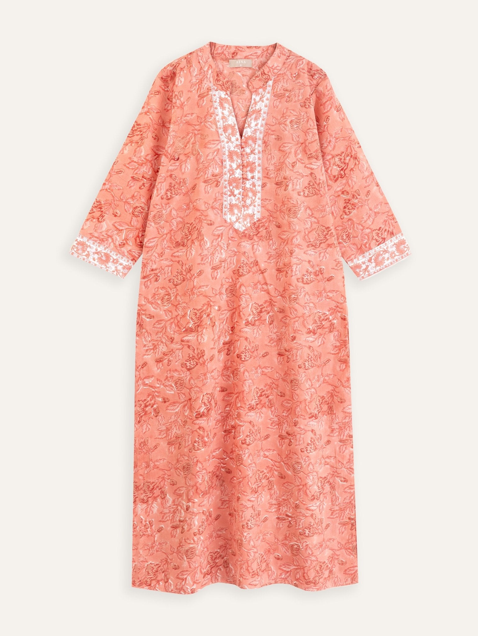 Bina Cotton Block Printed Straight Kurta - AINA