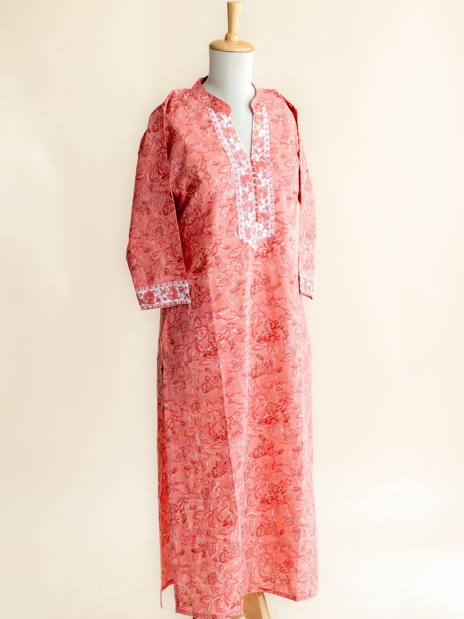 Bina Cotton Block Printed Straight Kurta - AINA