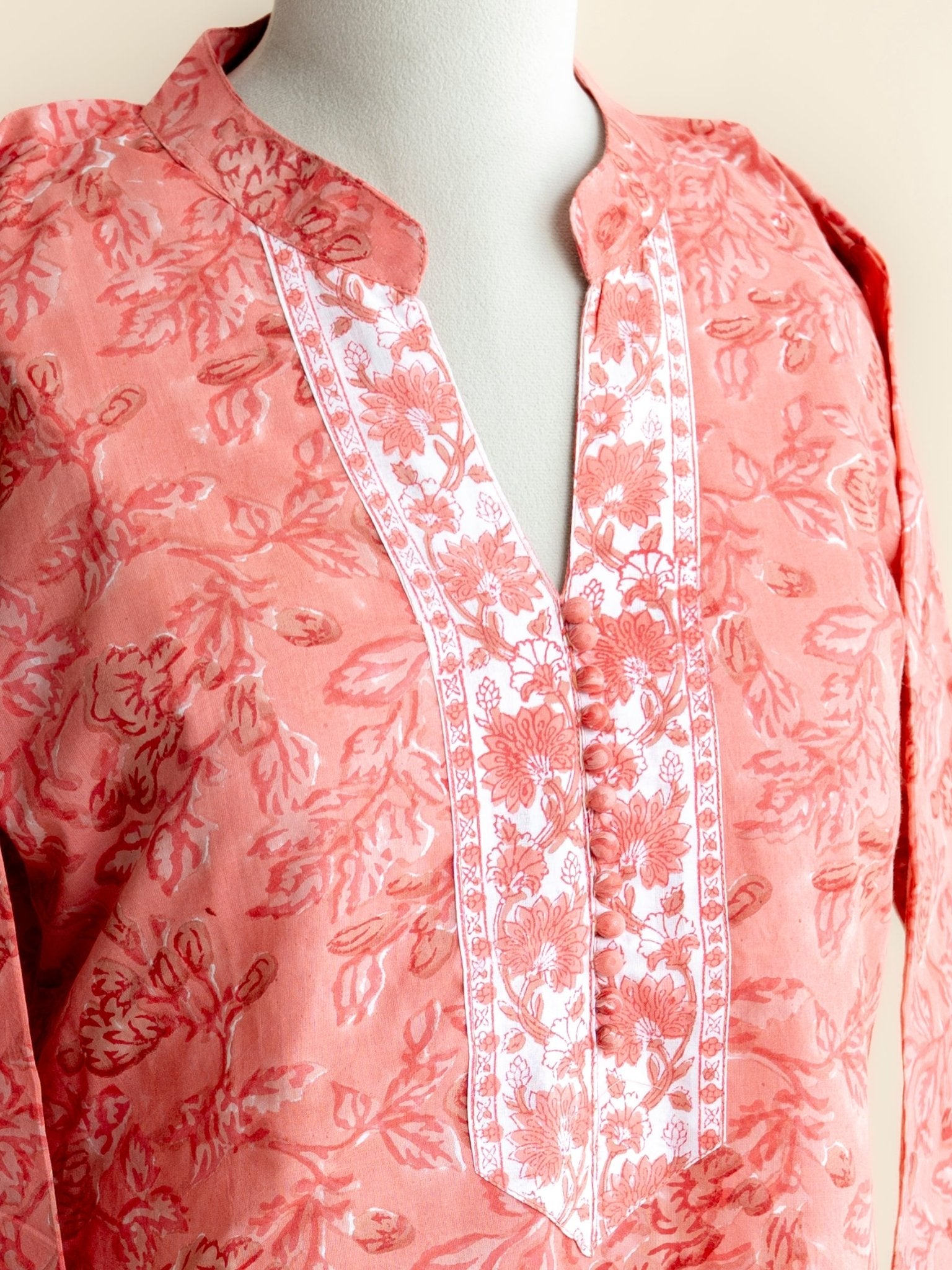 Bina Cotton Block Printed Straight Kurta - AINA