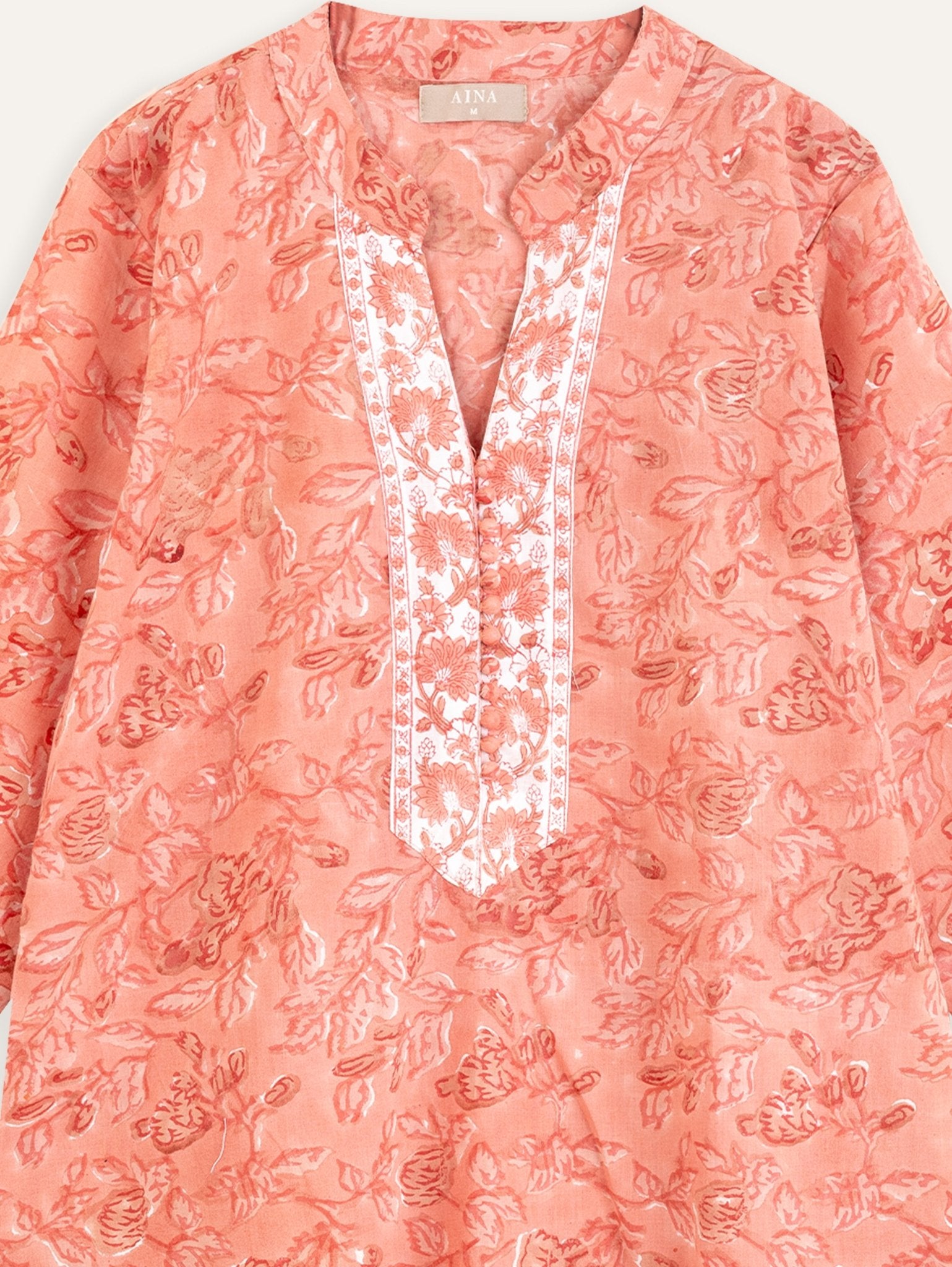 Bina Cotton Block Printed Straight Kurta - AINA