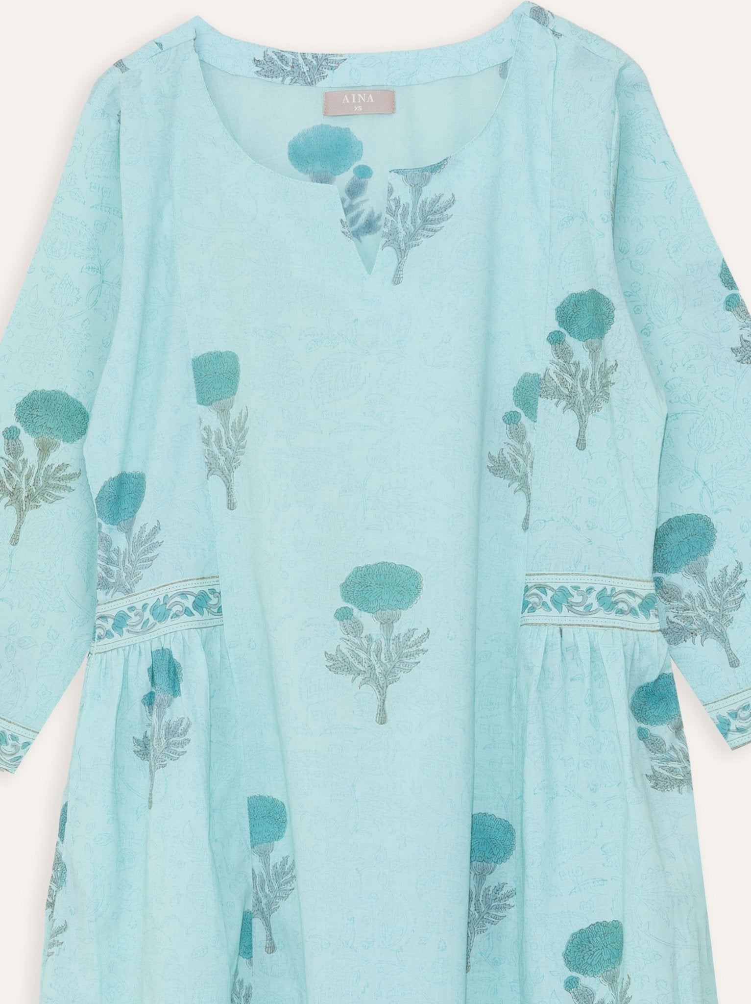 Brinda Cotton Block Printed A - Line Kurta - AINA