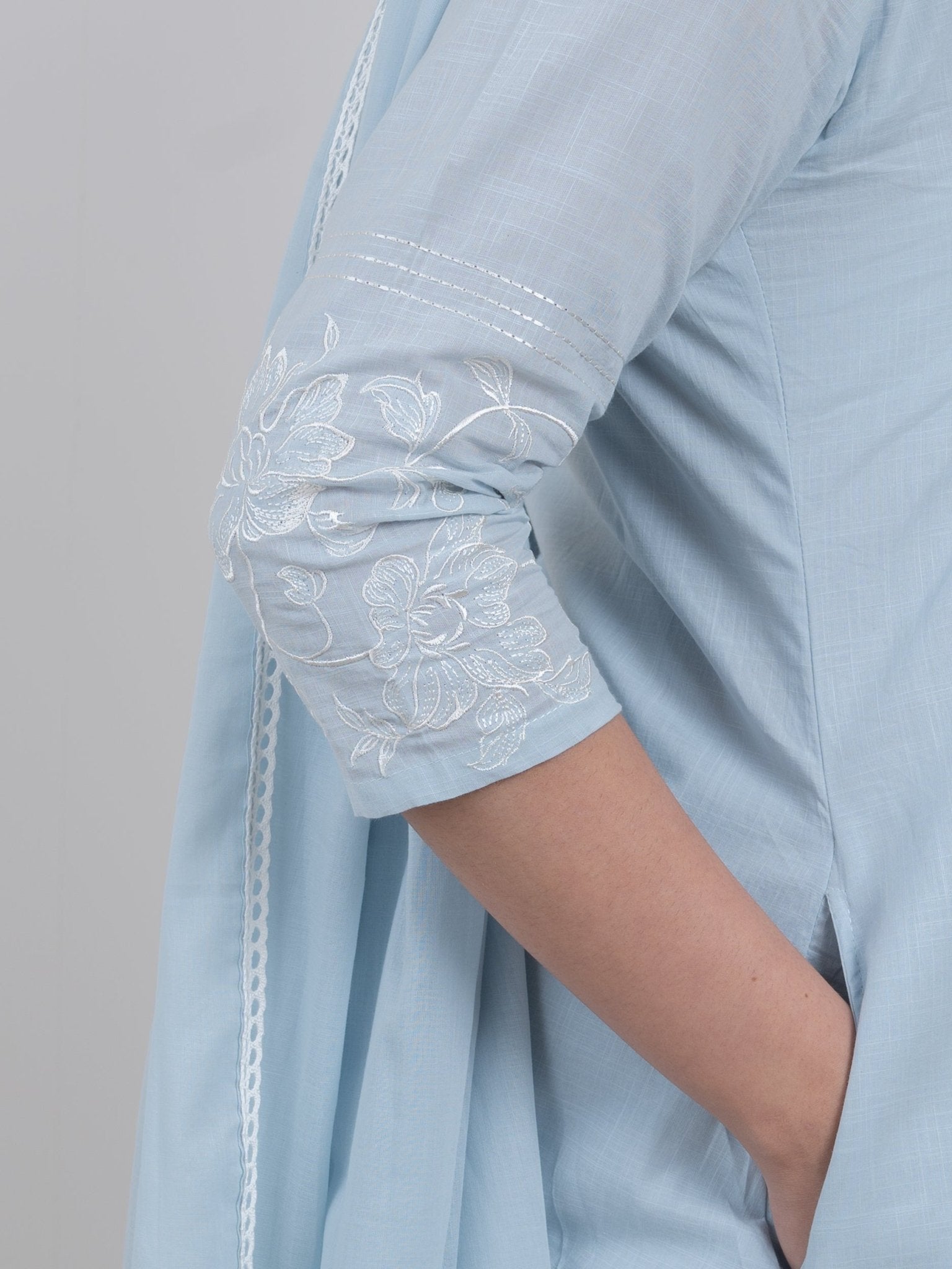 Bunah Cotton Embroidered A - Line Suit Set - AINA