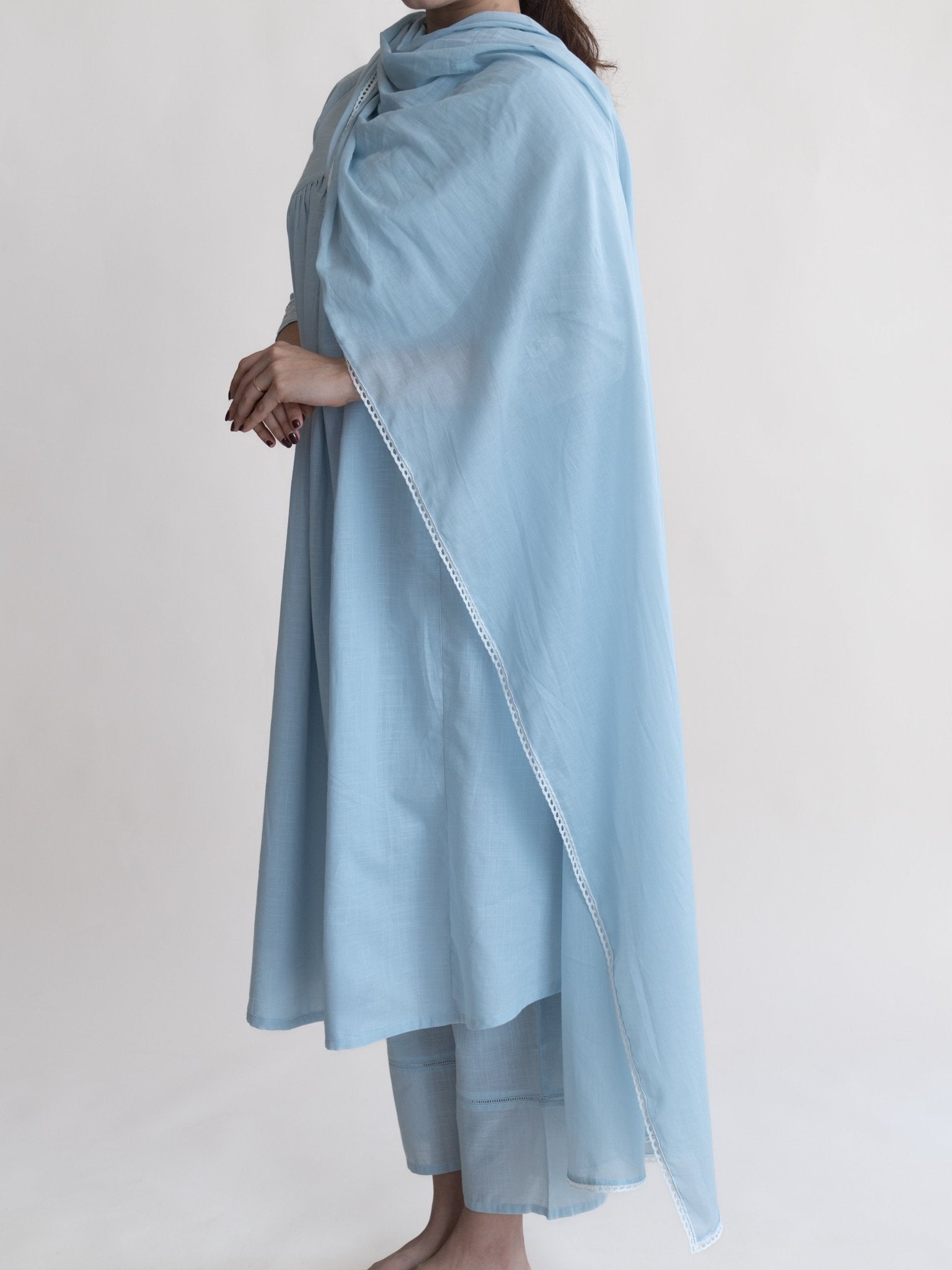 Bunah Cotton Embroidered A - Line Suit Set - AINA