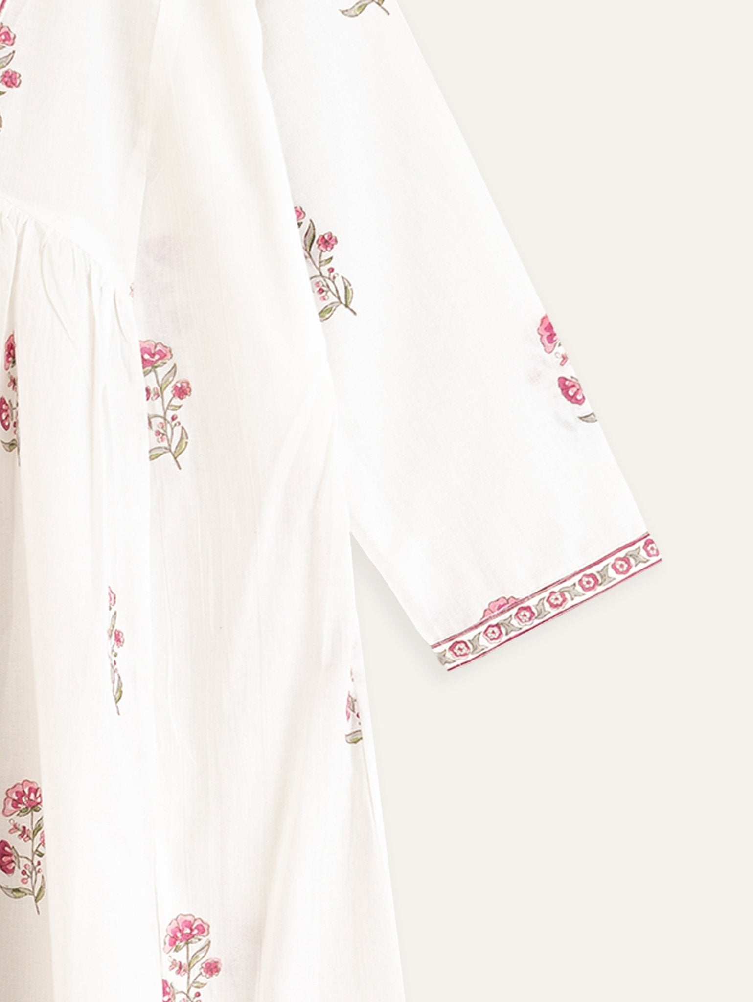Celine Cotton Block Printed A - Line Kurta - AINA
