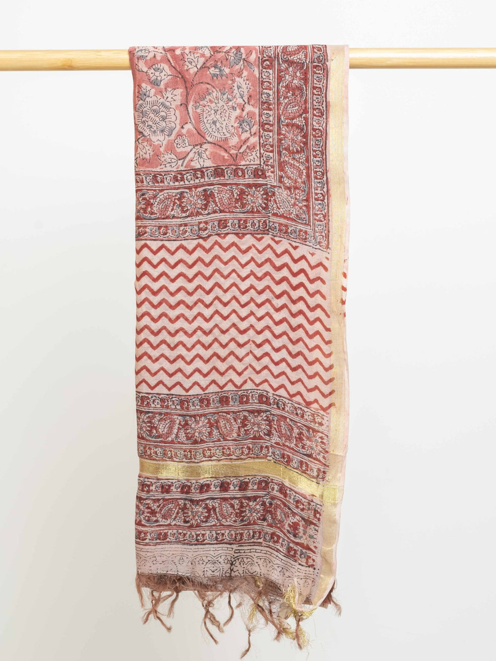 Chanderi Kalamkari Block Printed Dupatta