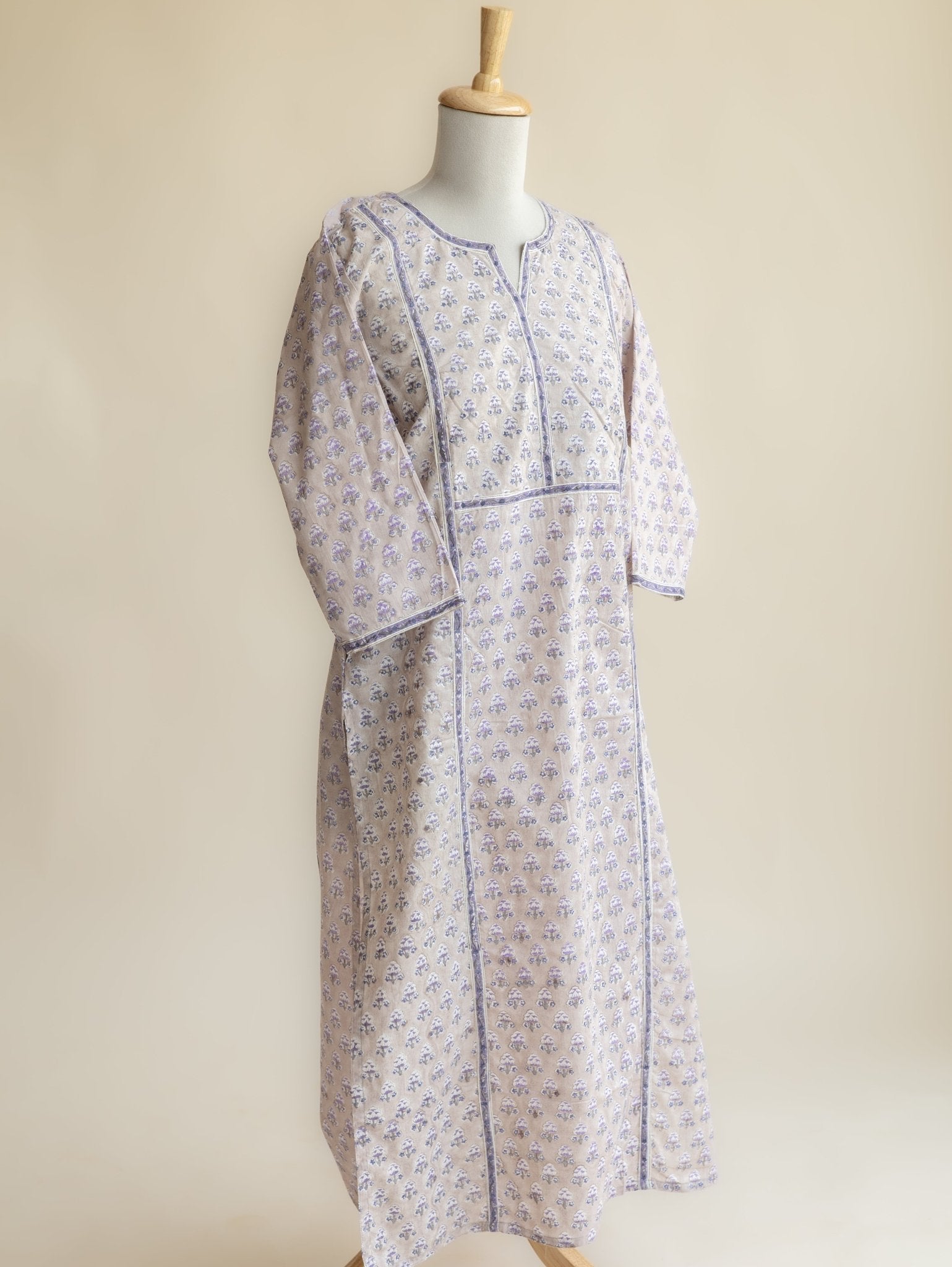 Charulatha Cotton Block Printed Straight Kurta - AINA
